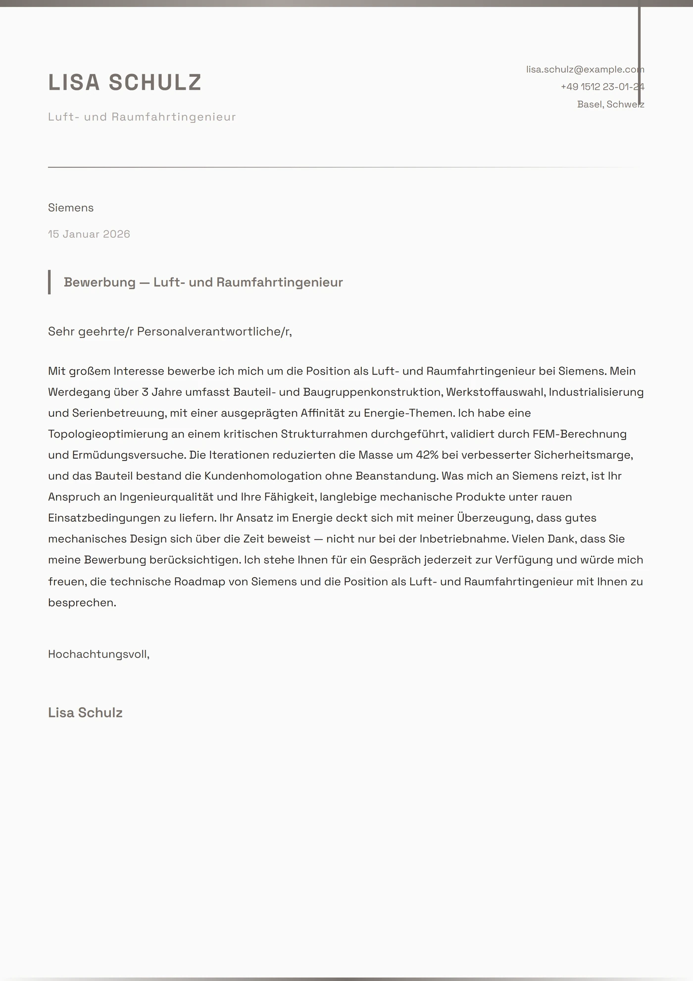 Titankante — Anschreiben-Vorlagen