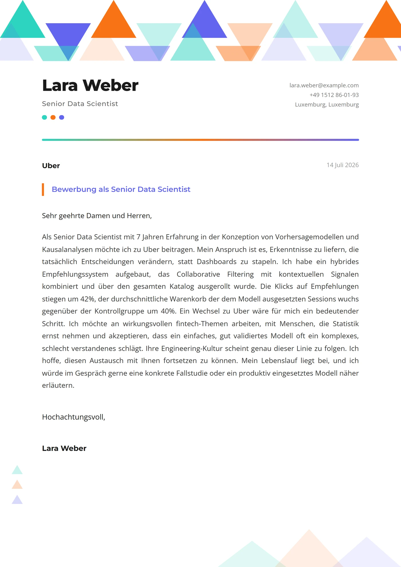 Dreiecksmosaik — Anschreiben-Vorlagen