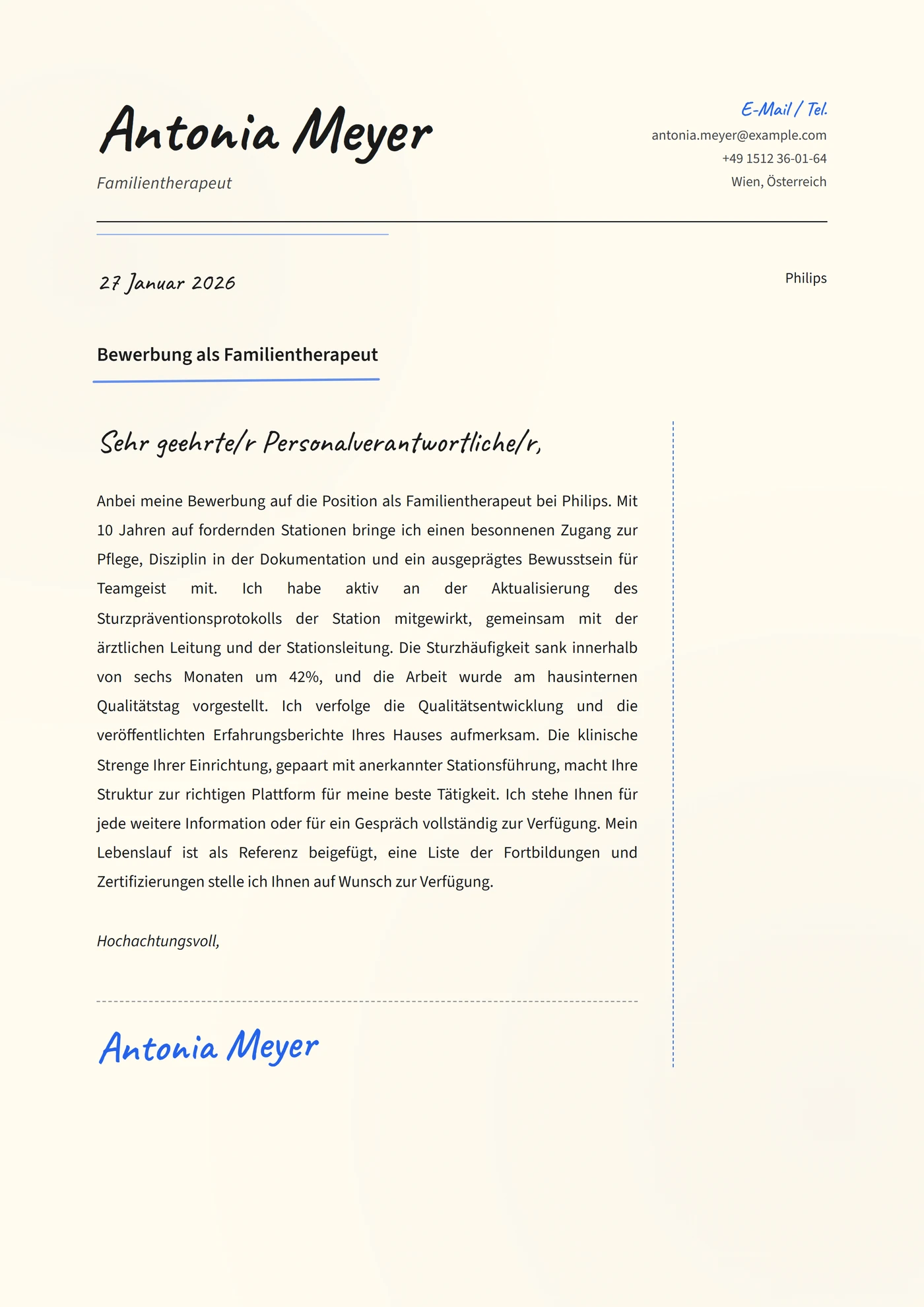 Warm handgeschrieben — Anschreiben-Vorlagen