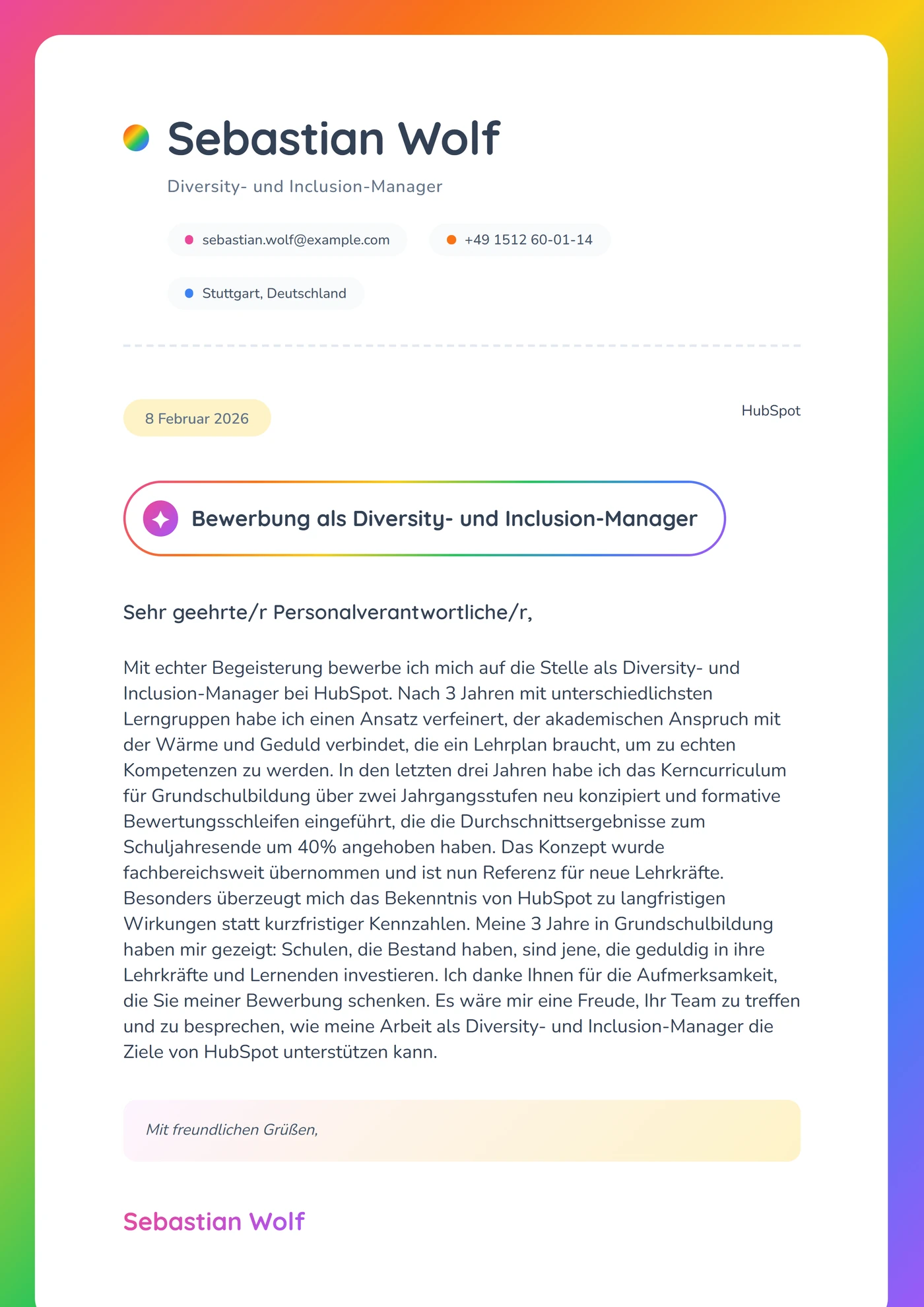 Regenbogen-Rand — Anschreiben-Vorlagen