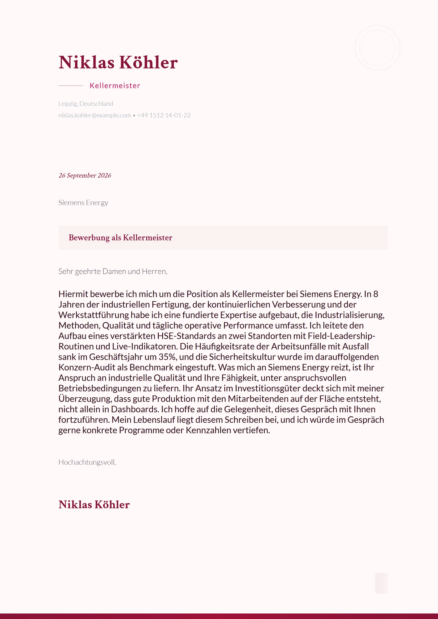Weinkeller — Anschreiben-Vorlagen