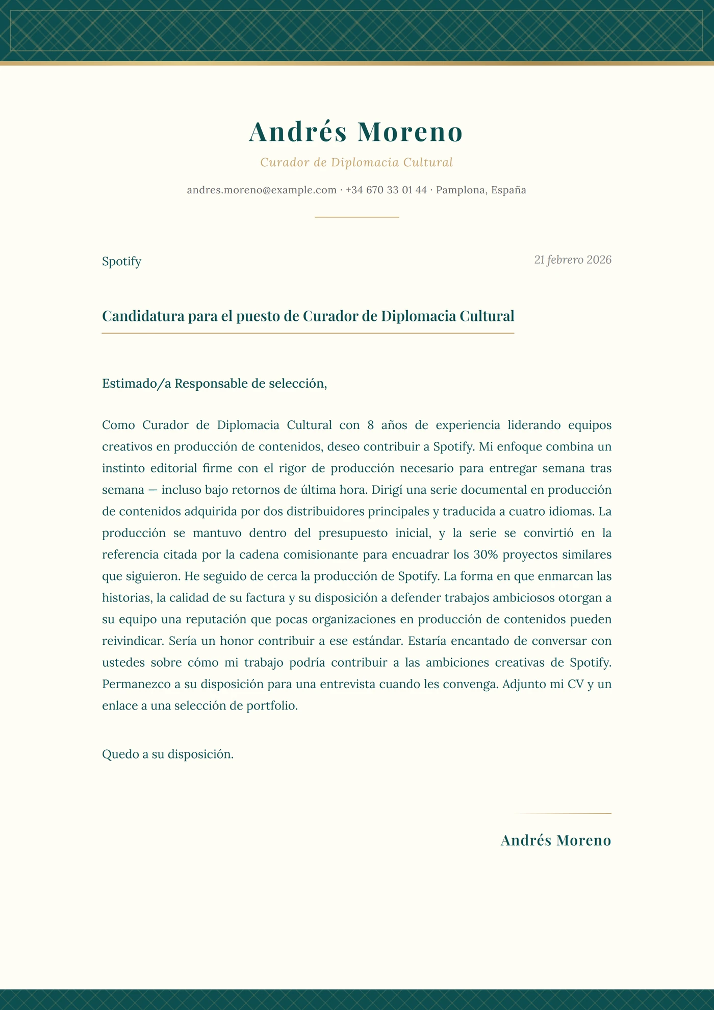 Caligrafía árabe — Plantillas de cartas de presentación