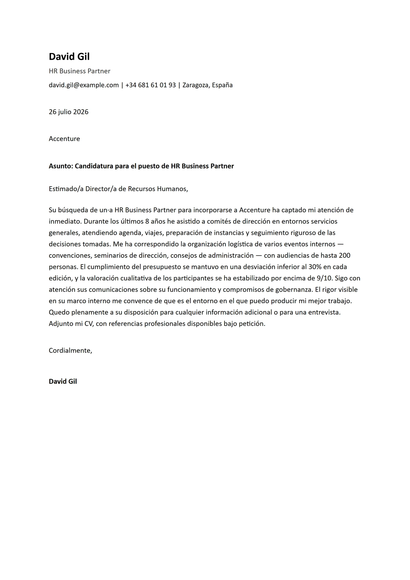 ATS Calibri — Plantillas de cartas de presentación