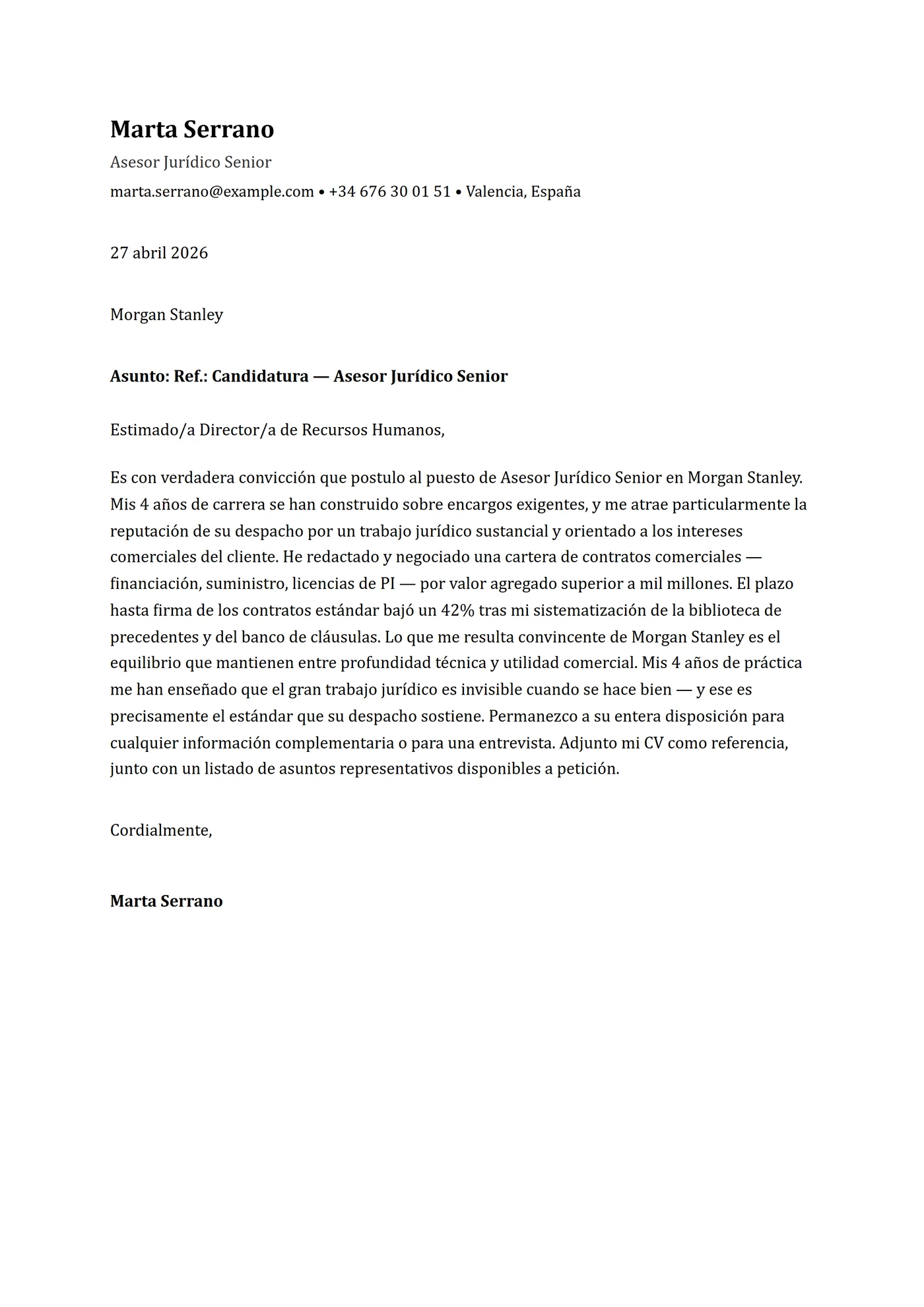 ATS Cambria — Plantillas de cartas de presentación