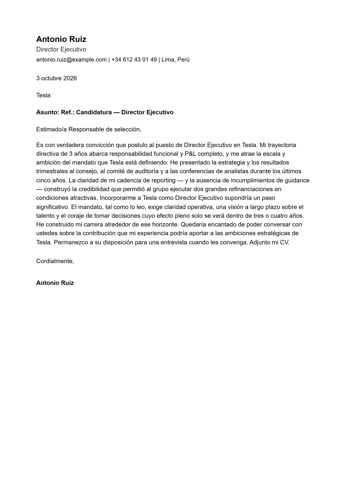 ATS compacta — Plantillas de cartas de presentación