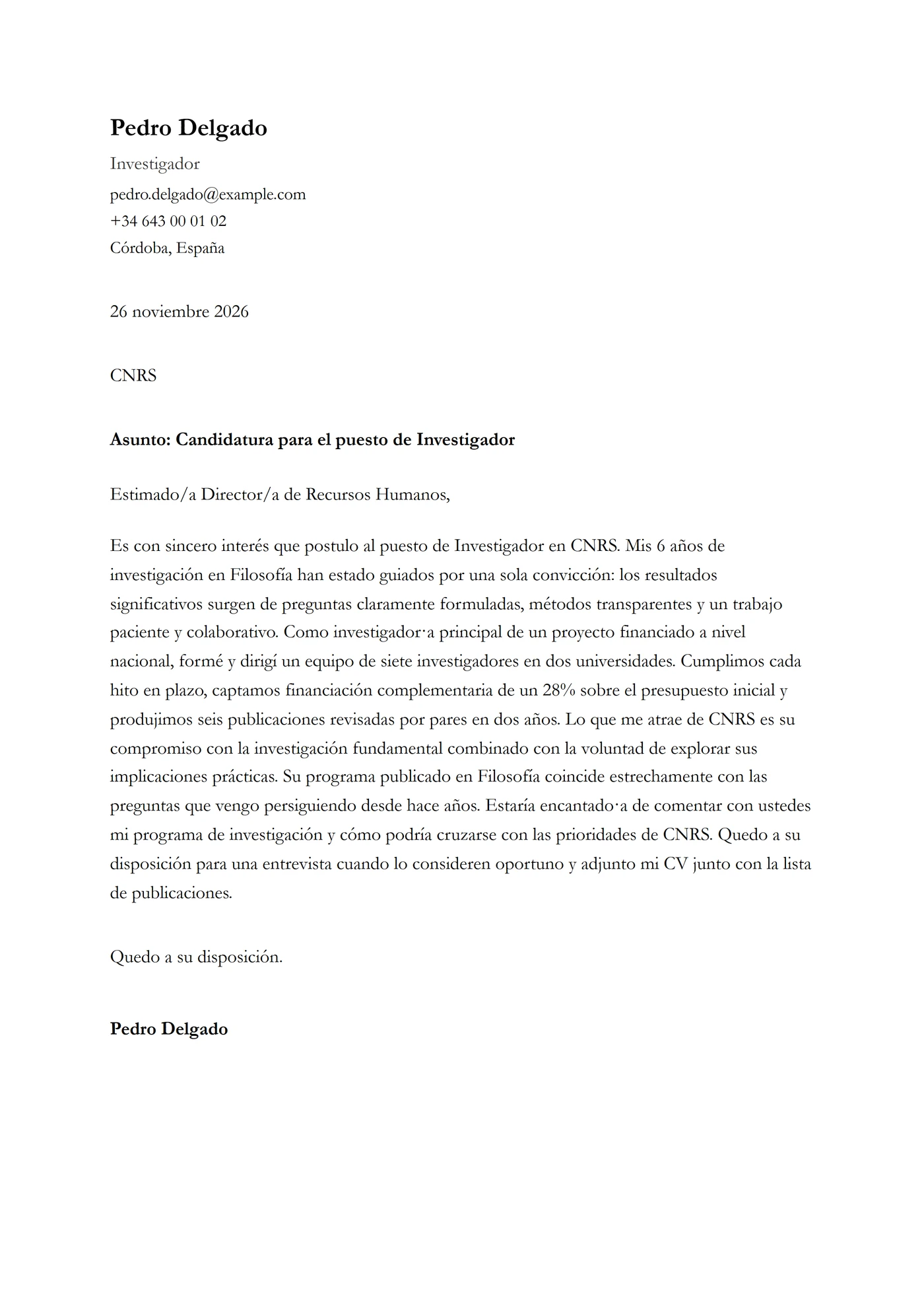 ATS Garamond — Plantillas de cartas de presentación