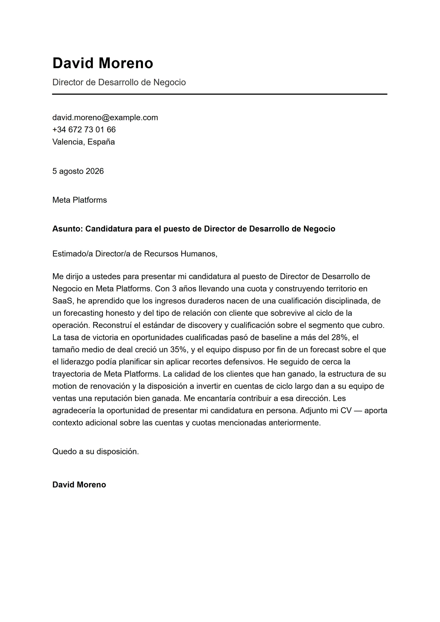 ATS titular — Plantillas de cartas de presentación