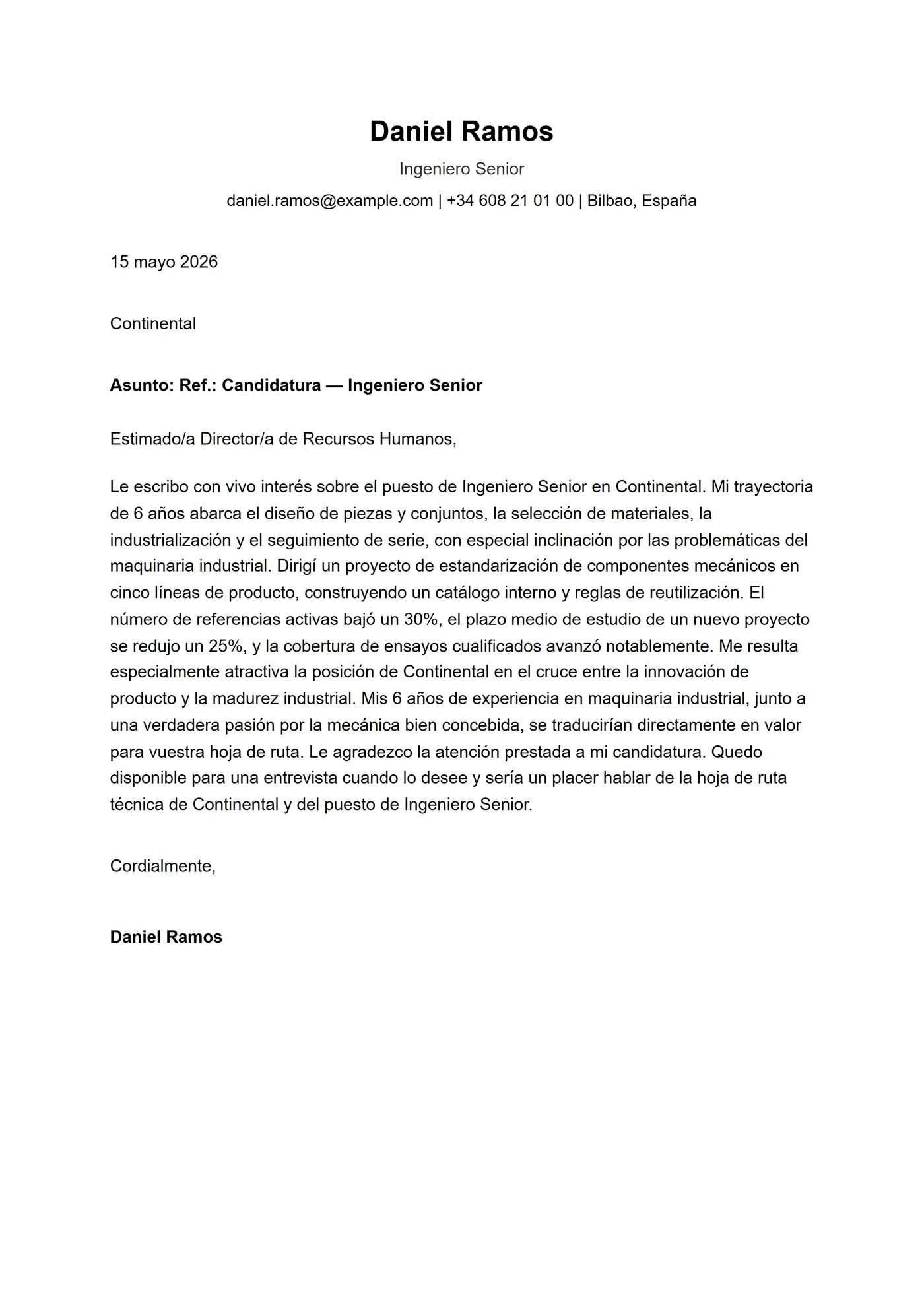 ATS contacto con barra — Plantillas de cartas de presentación