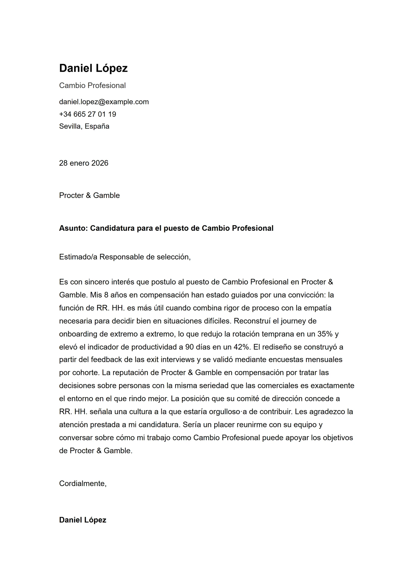ATS espaciada — Plantillas de cartas de presentación