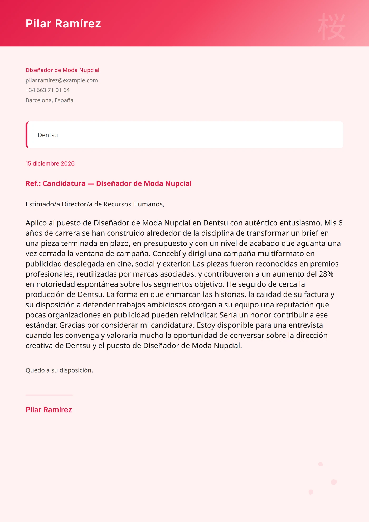 Cerezo en flor — Plantillas de cartas de presentación