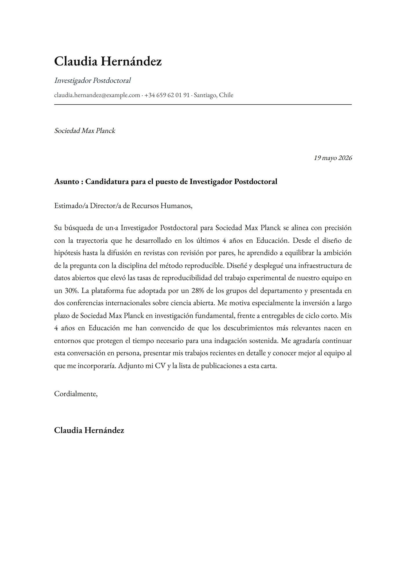 Clásica Académica — Plantillas de cartas de presentación