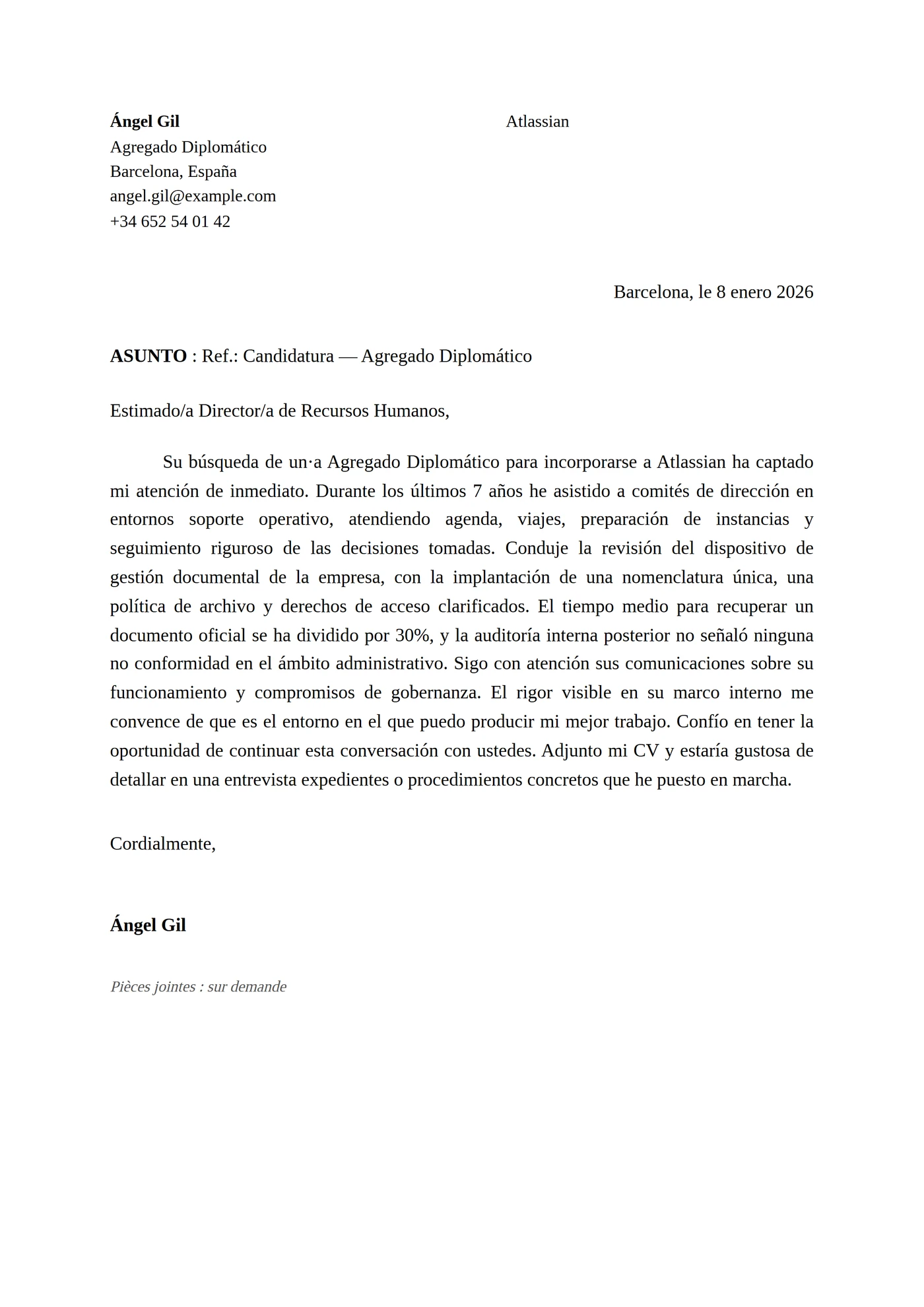 Función Pública — Plantillas de cartas de presentación