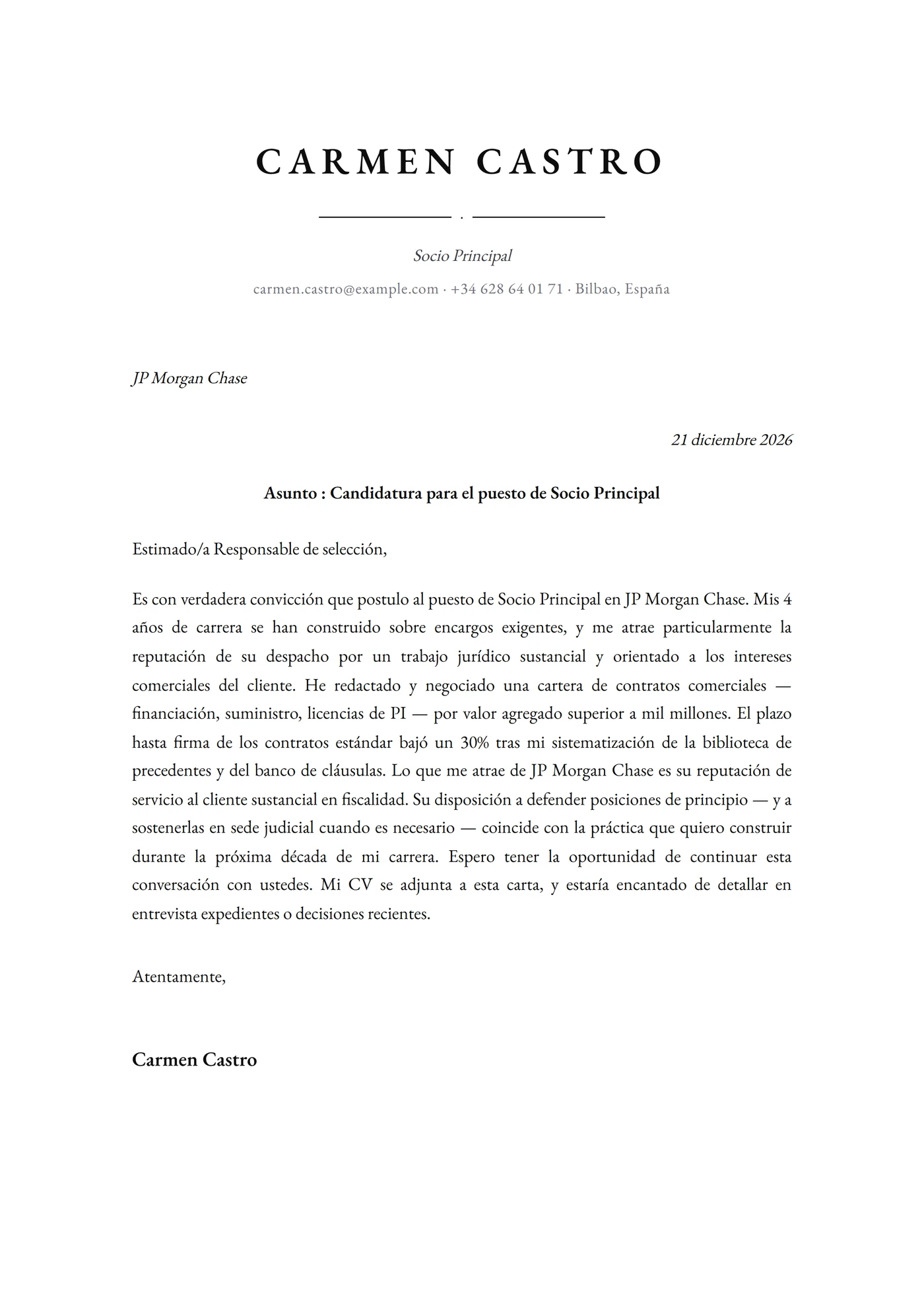 Clásica Grabada — Plantillas de cartas de presentación