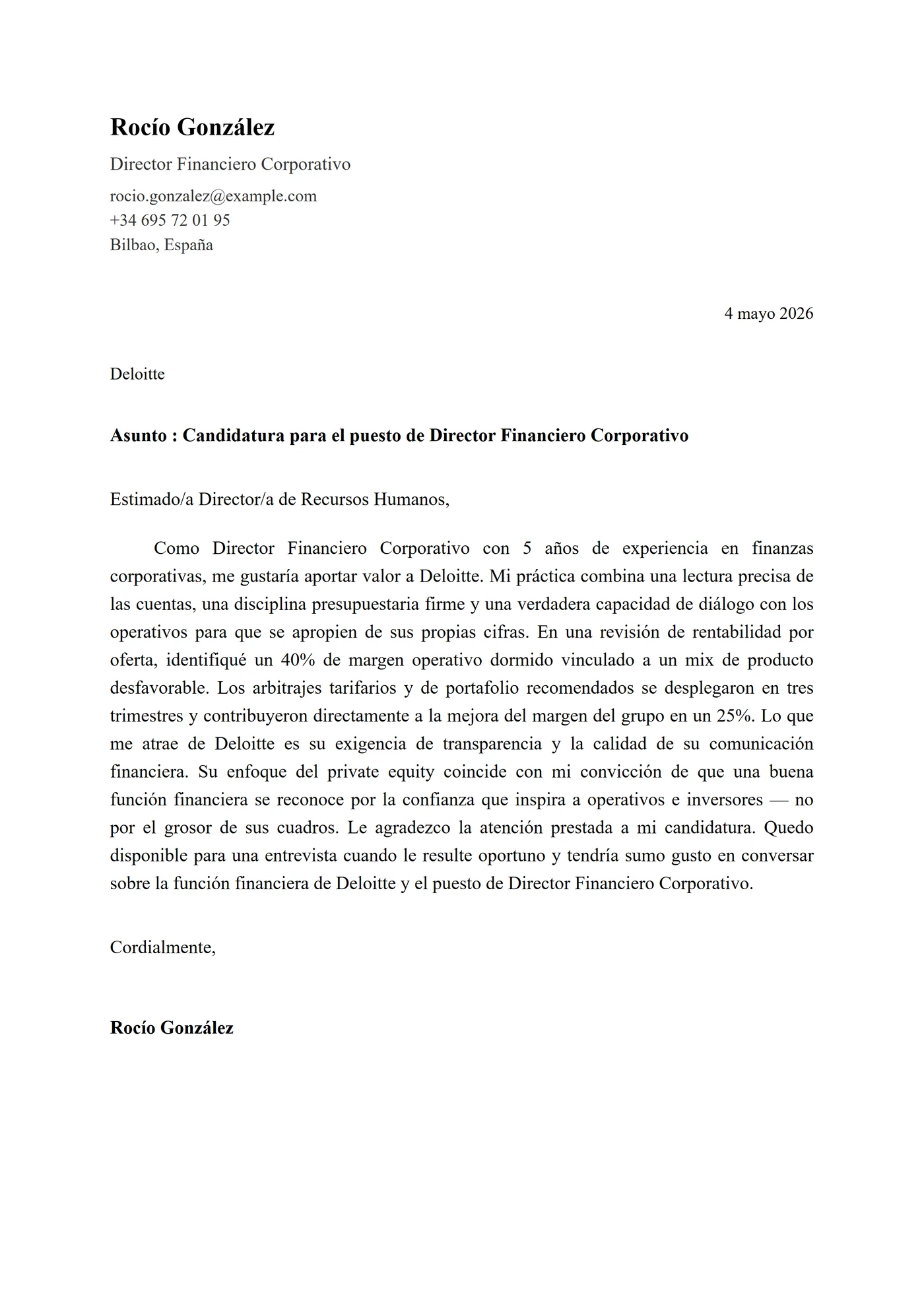 Clásica Formal — Plantillas de cartas de presentación
