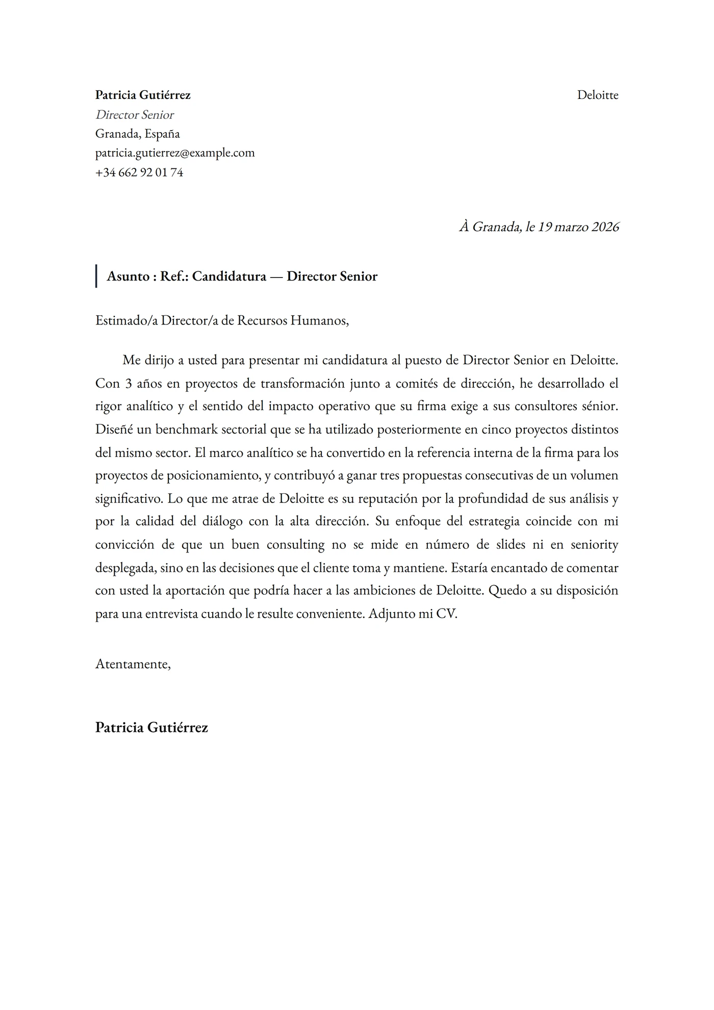AIDA Francesa — Plantillas de cartas de presentación
