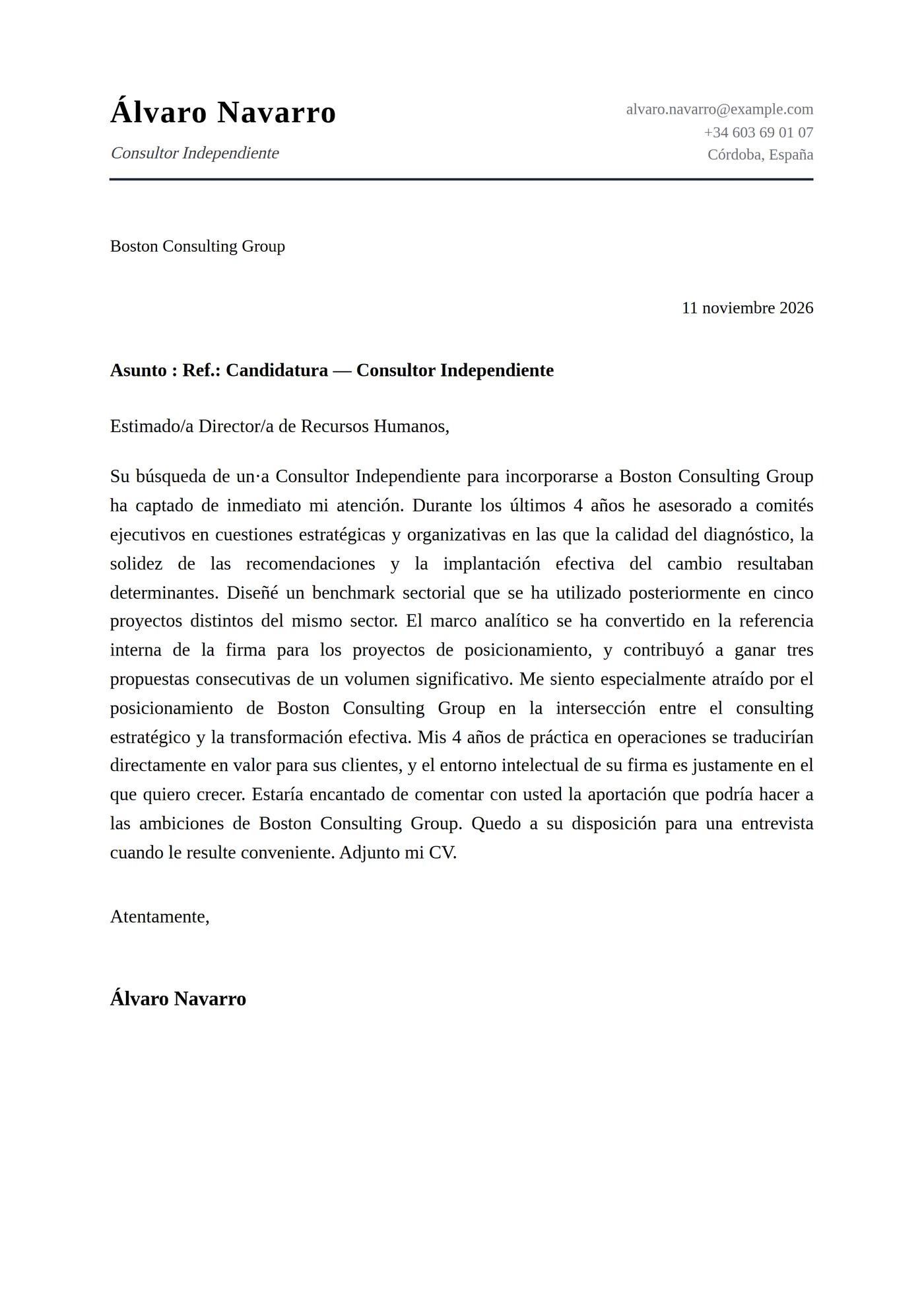 Membrete Clásico — Plantillas de cartas de presentación