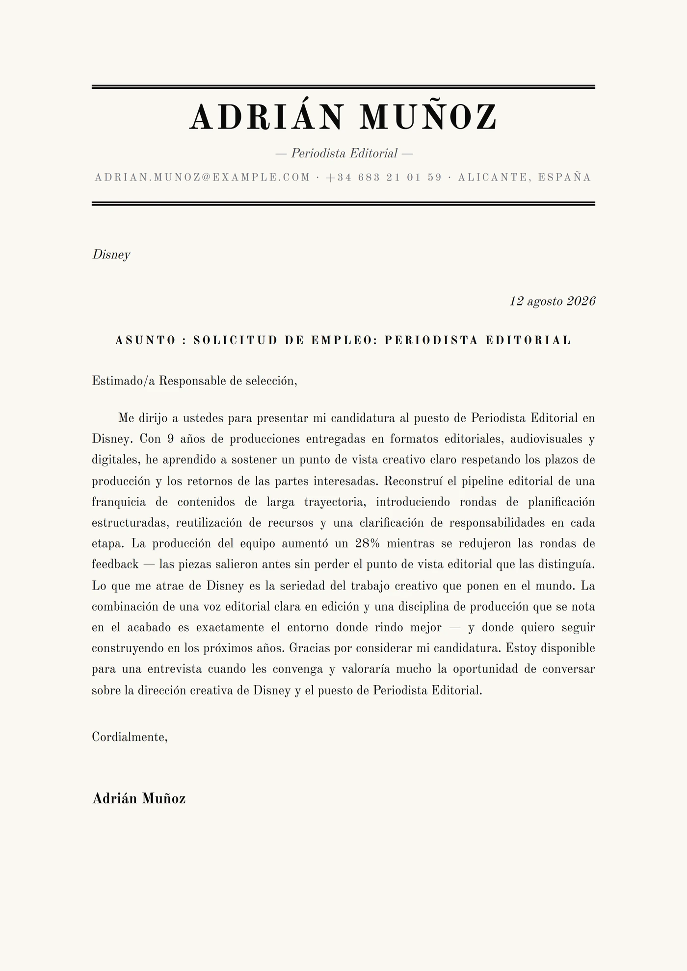 Periódico Antiguo — Plantillas de cartas de presentación