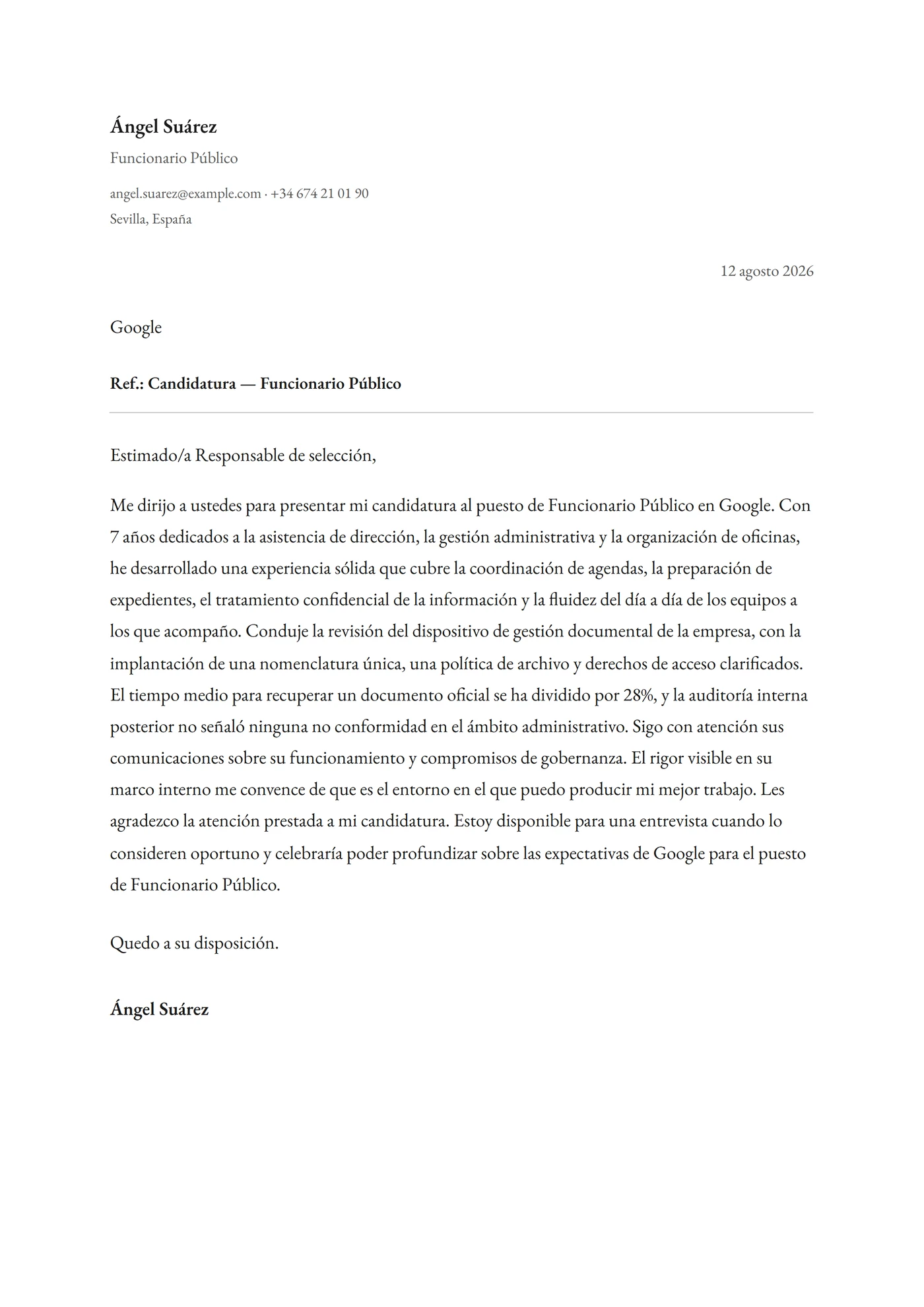 Clásica — Plantillas de cartas de presentación