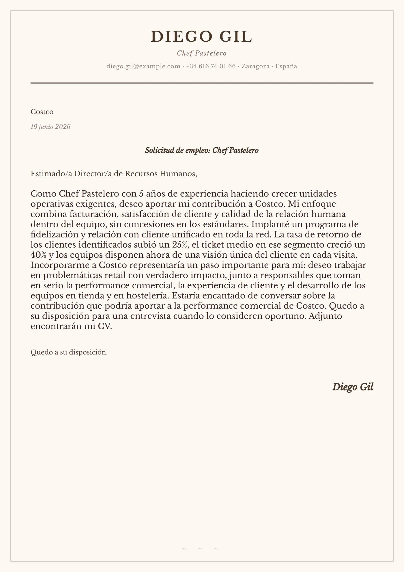 Crema de cacao — Plantillas de cartas de presentación