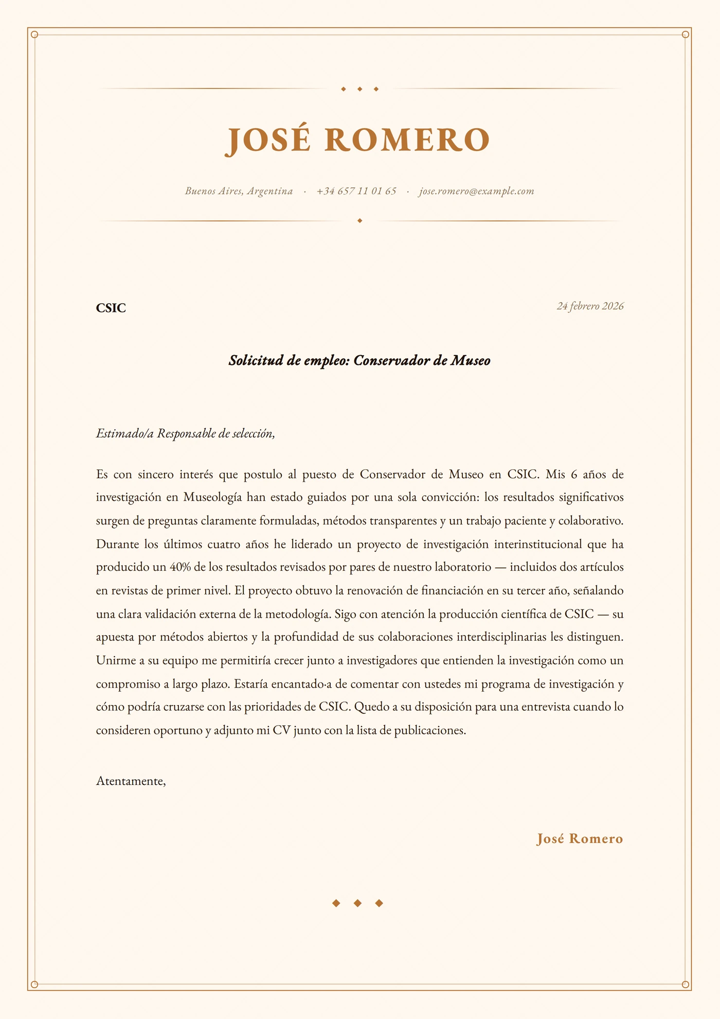 Grabado cobre — Plantillas de cartas de presentación