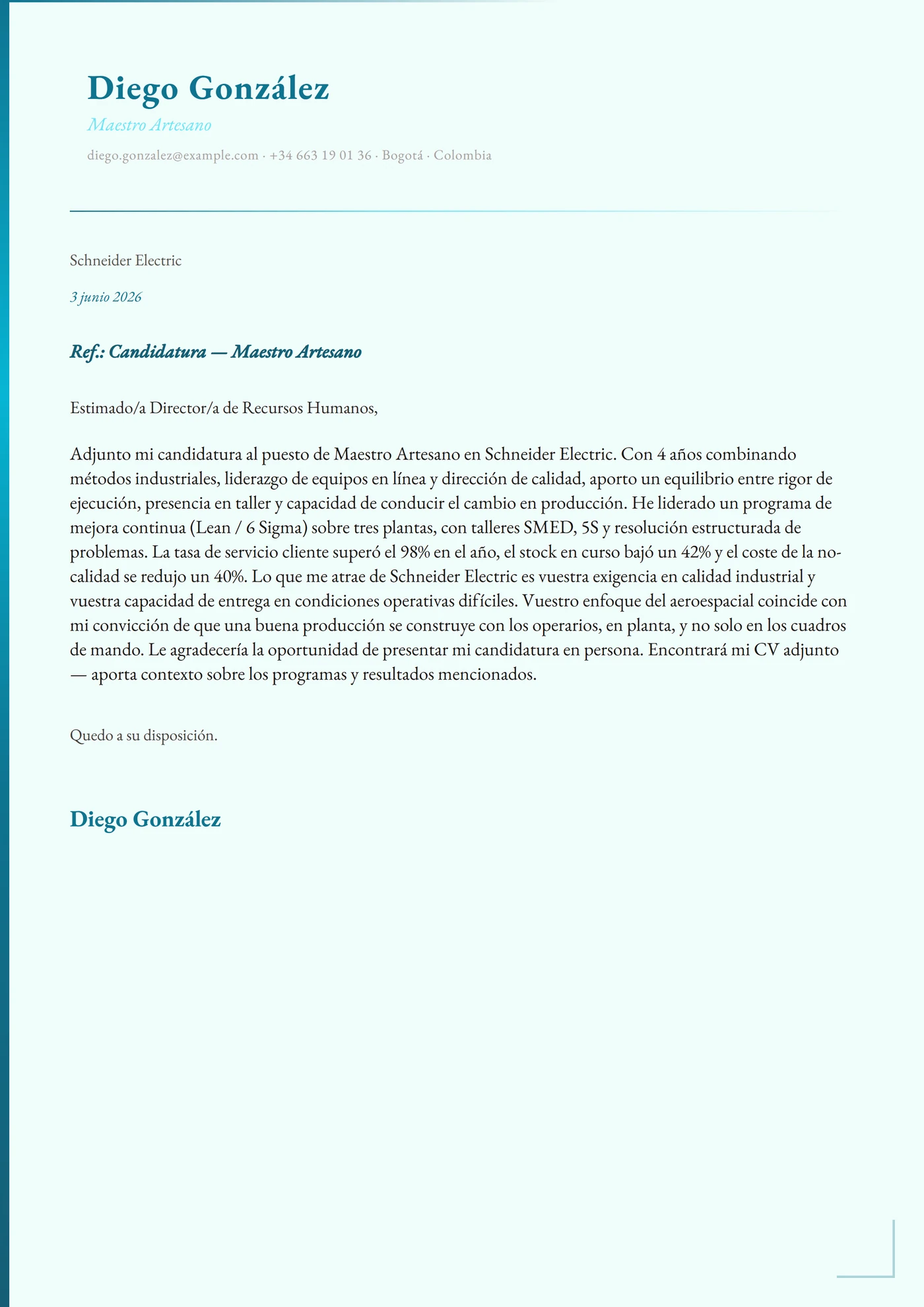 Pátina de cobre — Plantillas de cartas de presentación