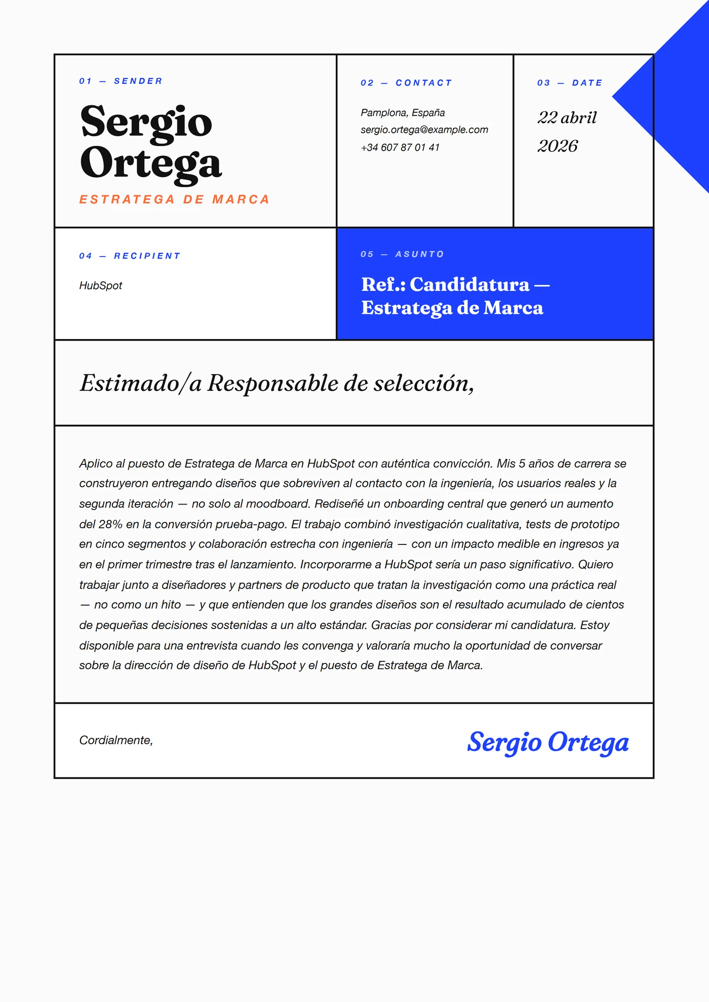 Grilla de agencia creativa — Plantillas de cartas de presentación