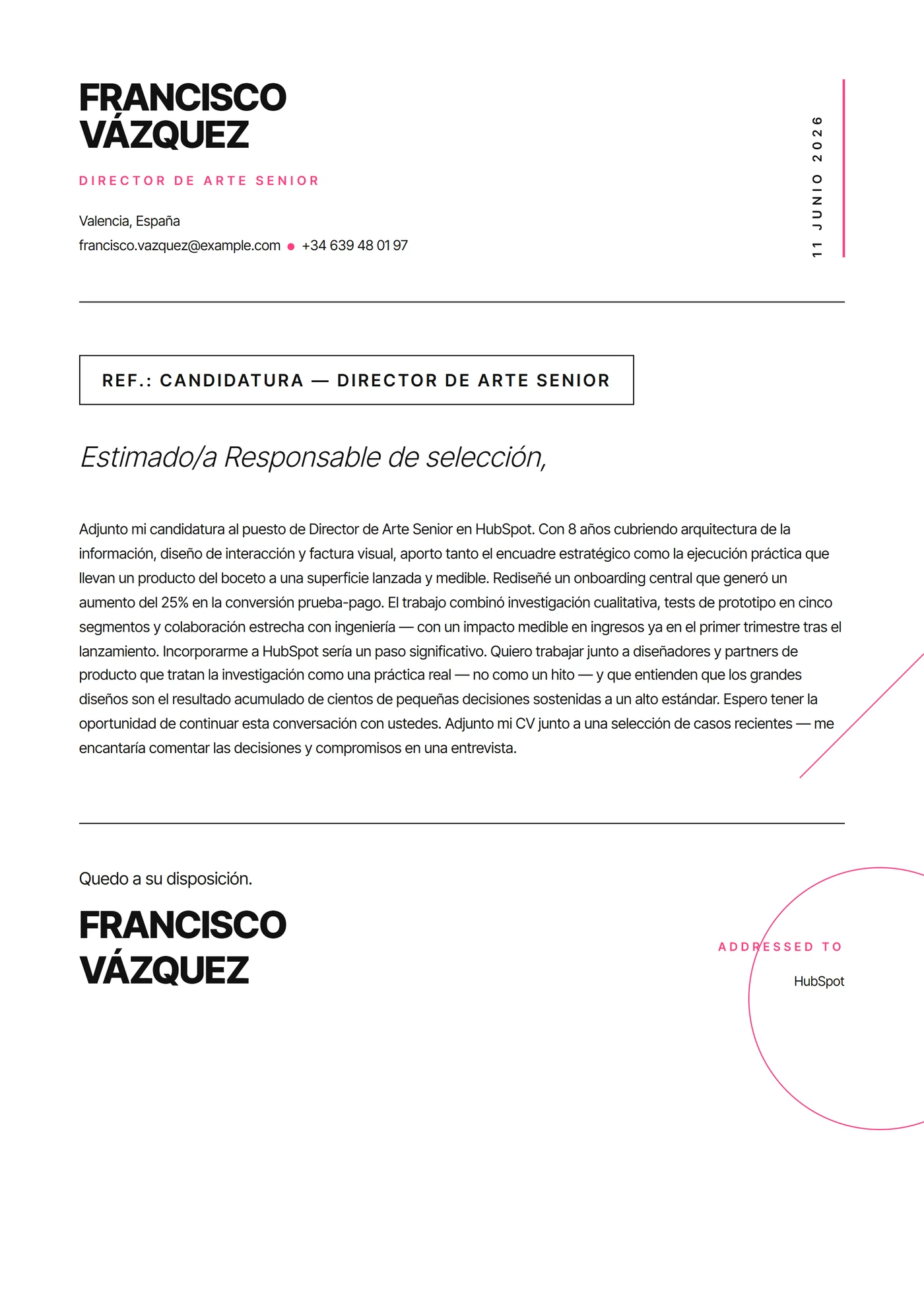 Creativo asimétrico — Plantillas de cartas de presentación