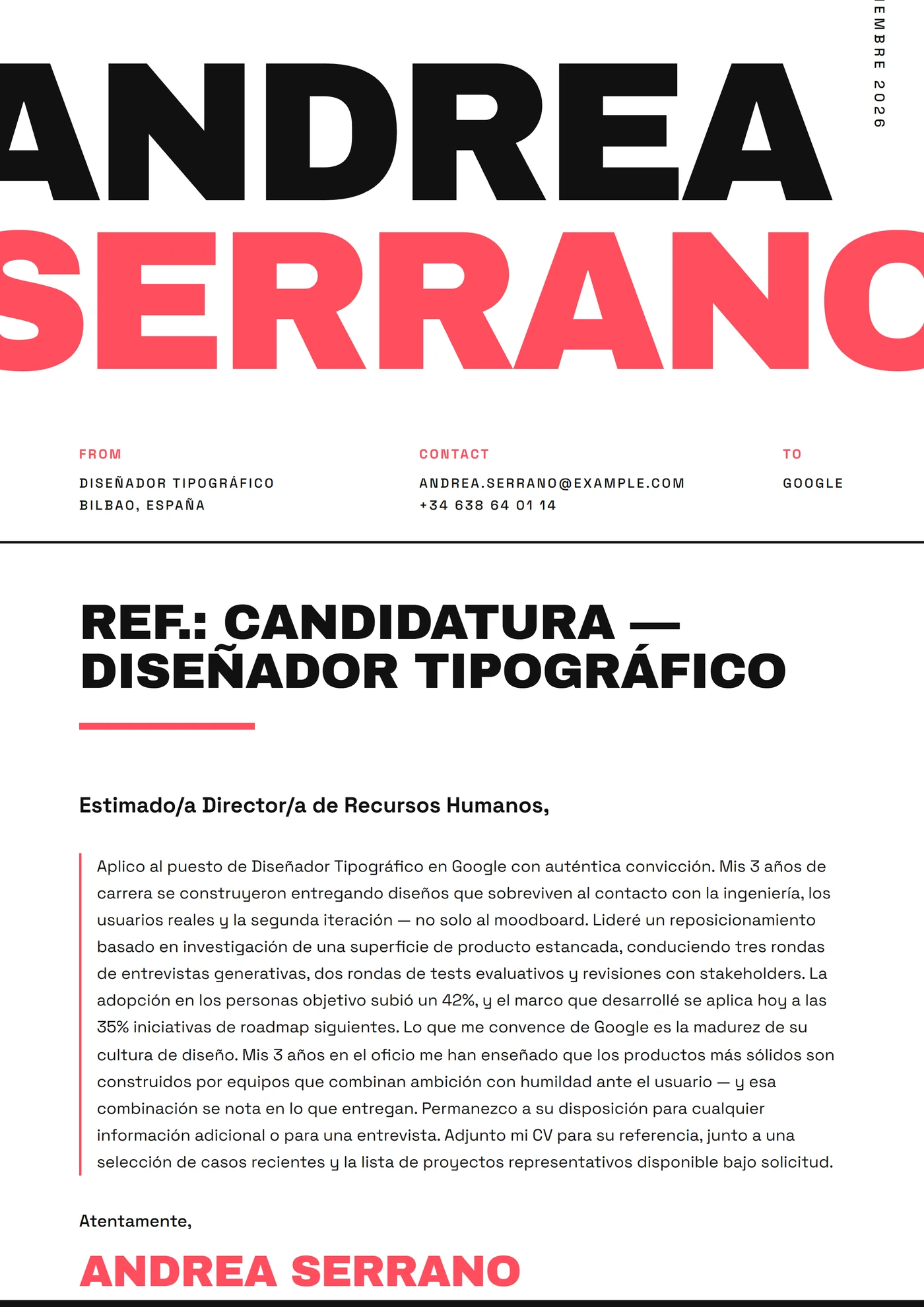 Tipo rotundo — Plantillas de cartas de presentación