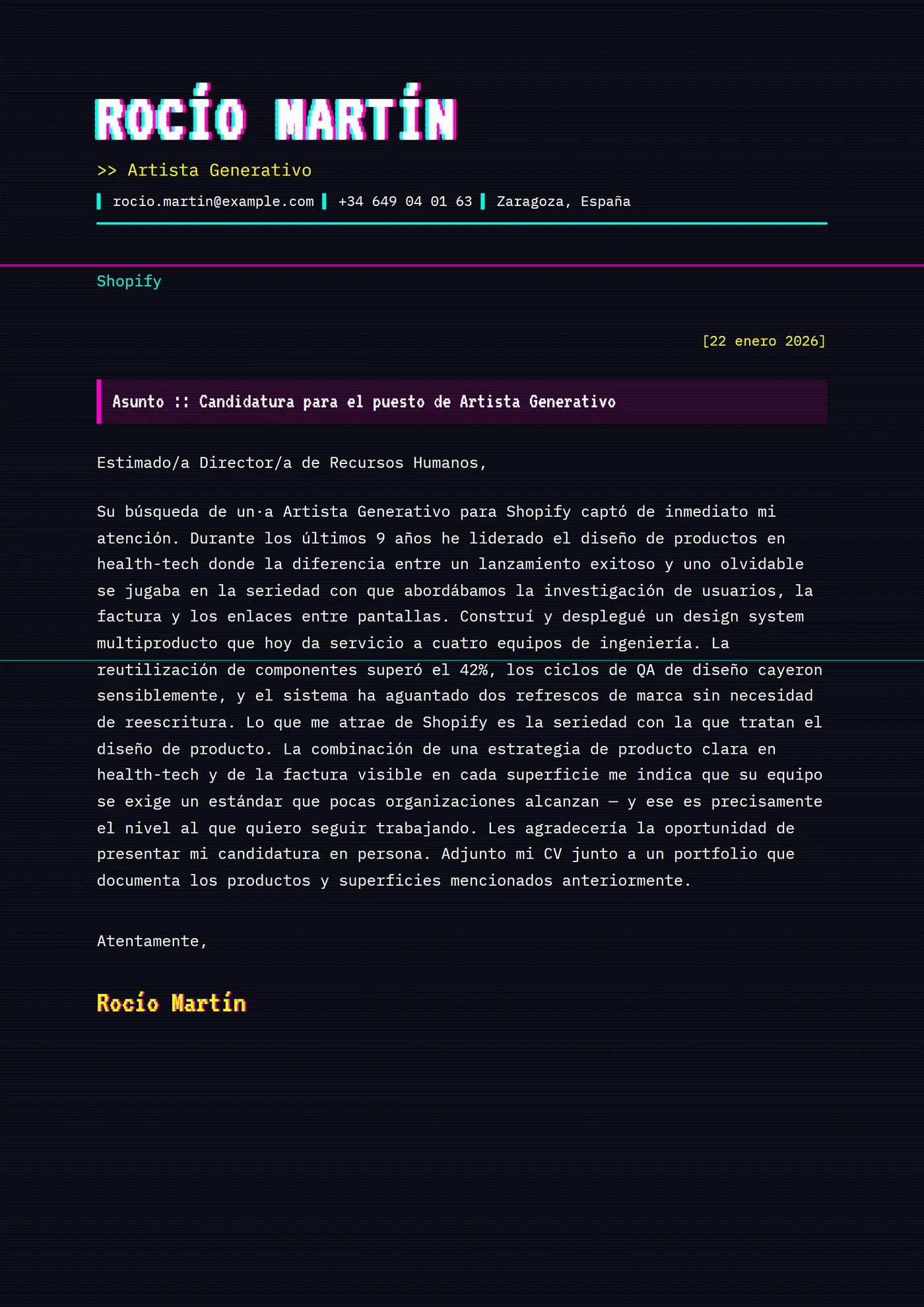 Arte glitch — Plantillas de cartas de presentación