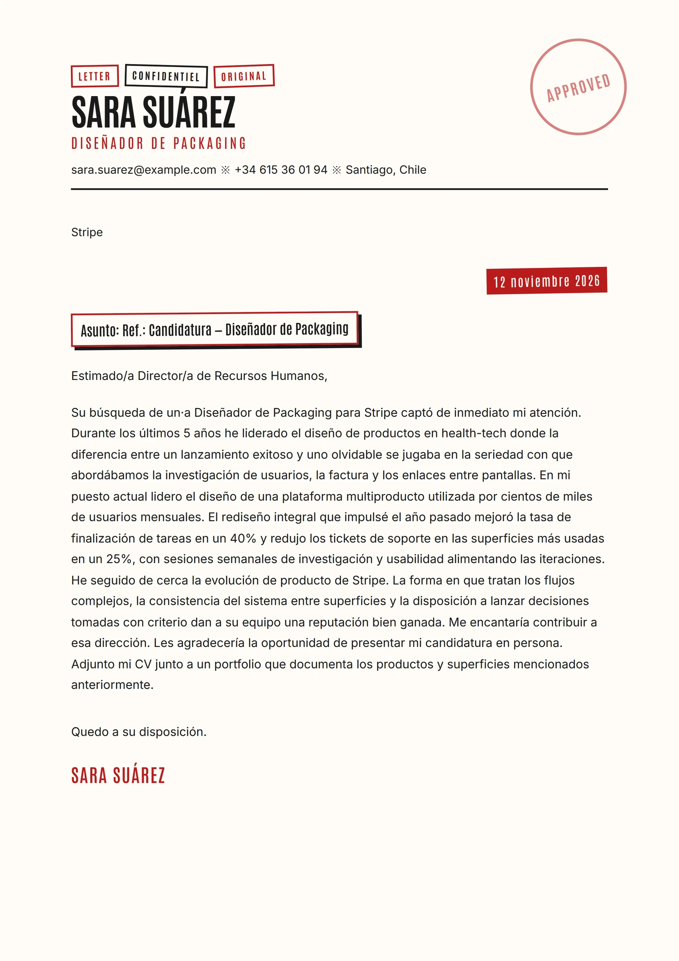 Papel timbrado — Plantillas de cartas de presentación