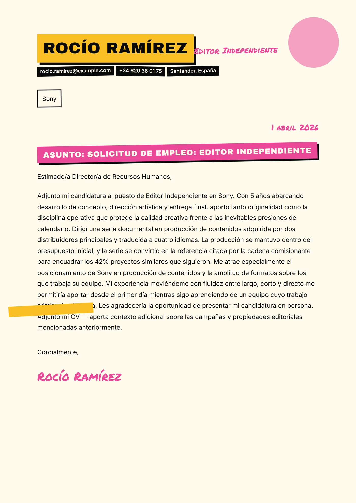 Recorte zine — Plantillas de cartas de presentación