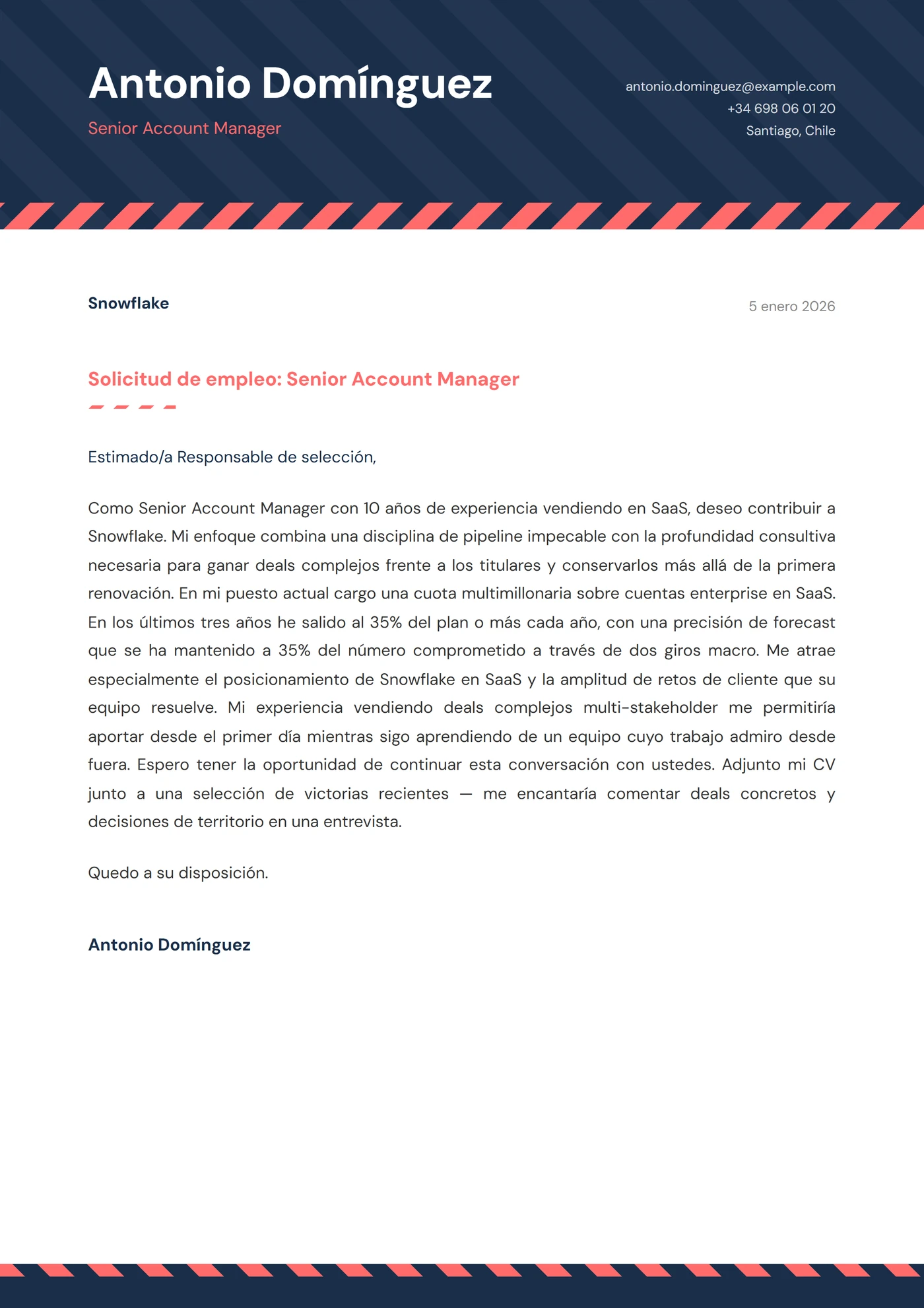 Franjas Diagonales — Plantillas de cartas de presentación