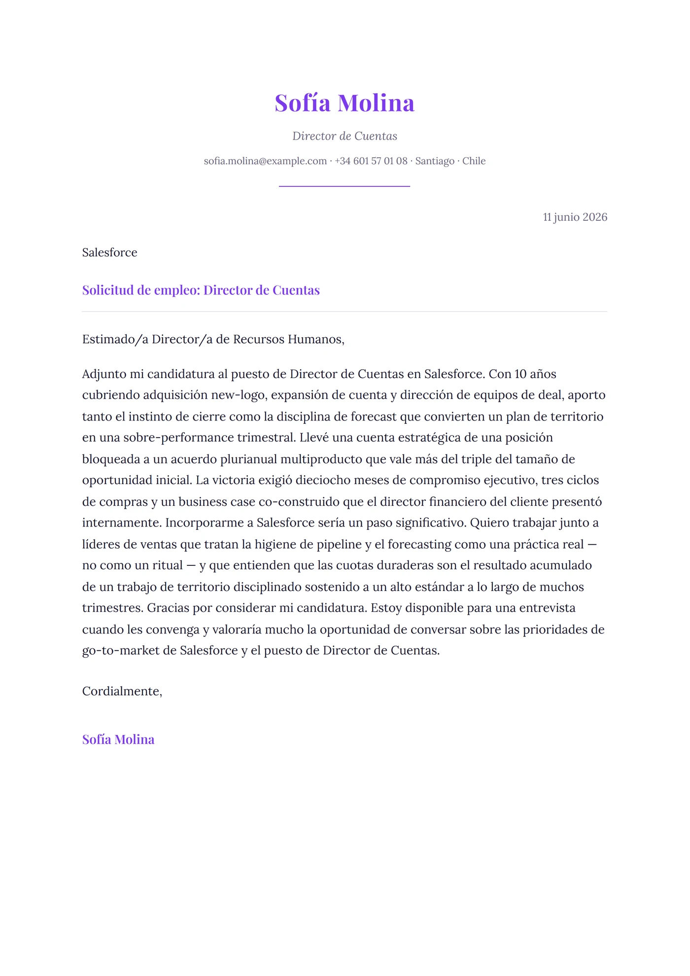 Elegante — Plantillas de cartas de presentación