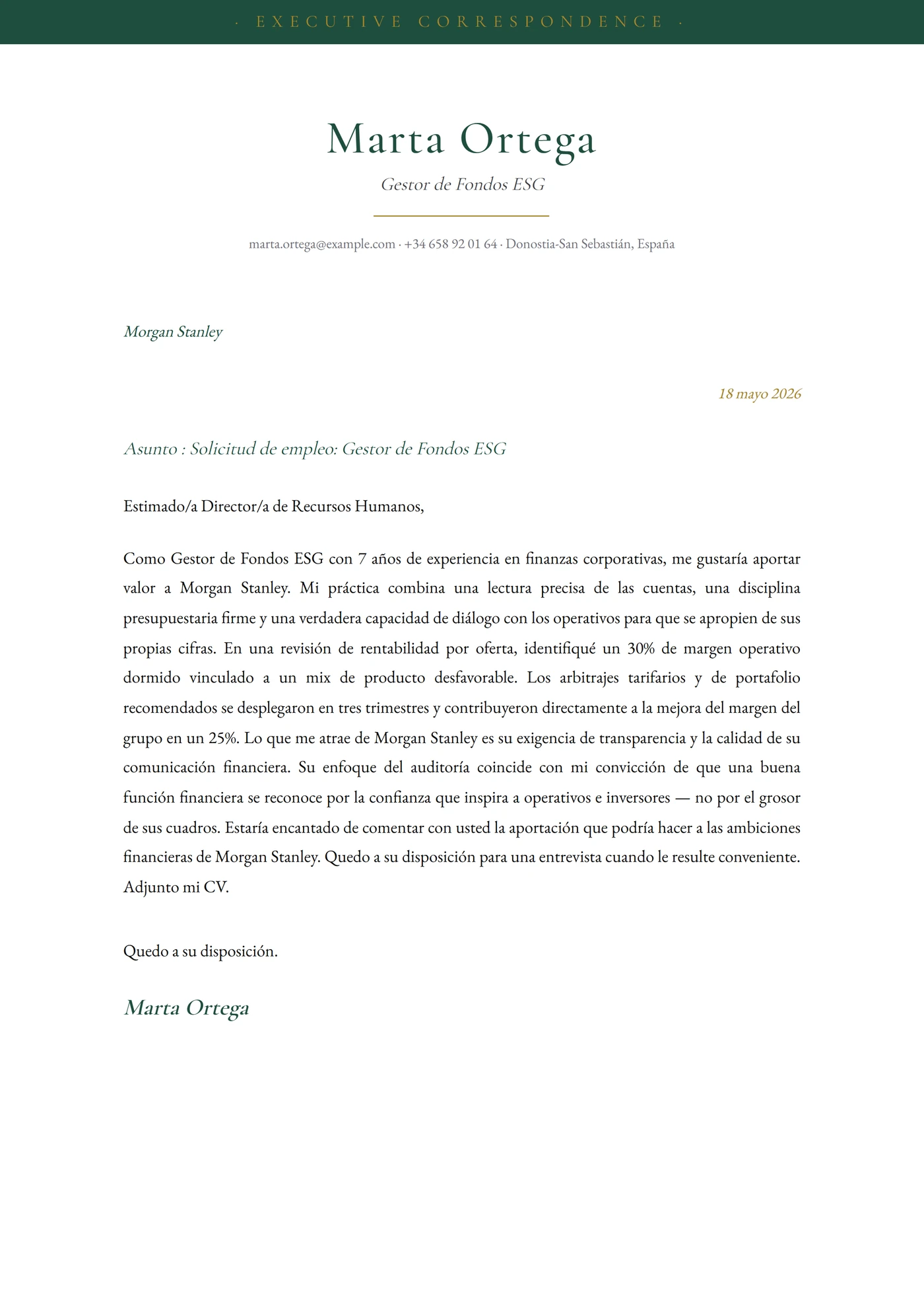 Esmeralda — Plantillas de cartas de presentación