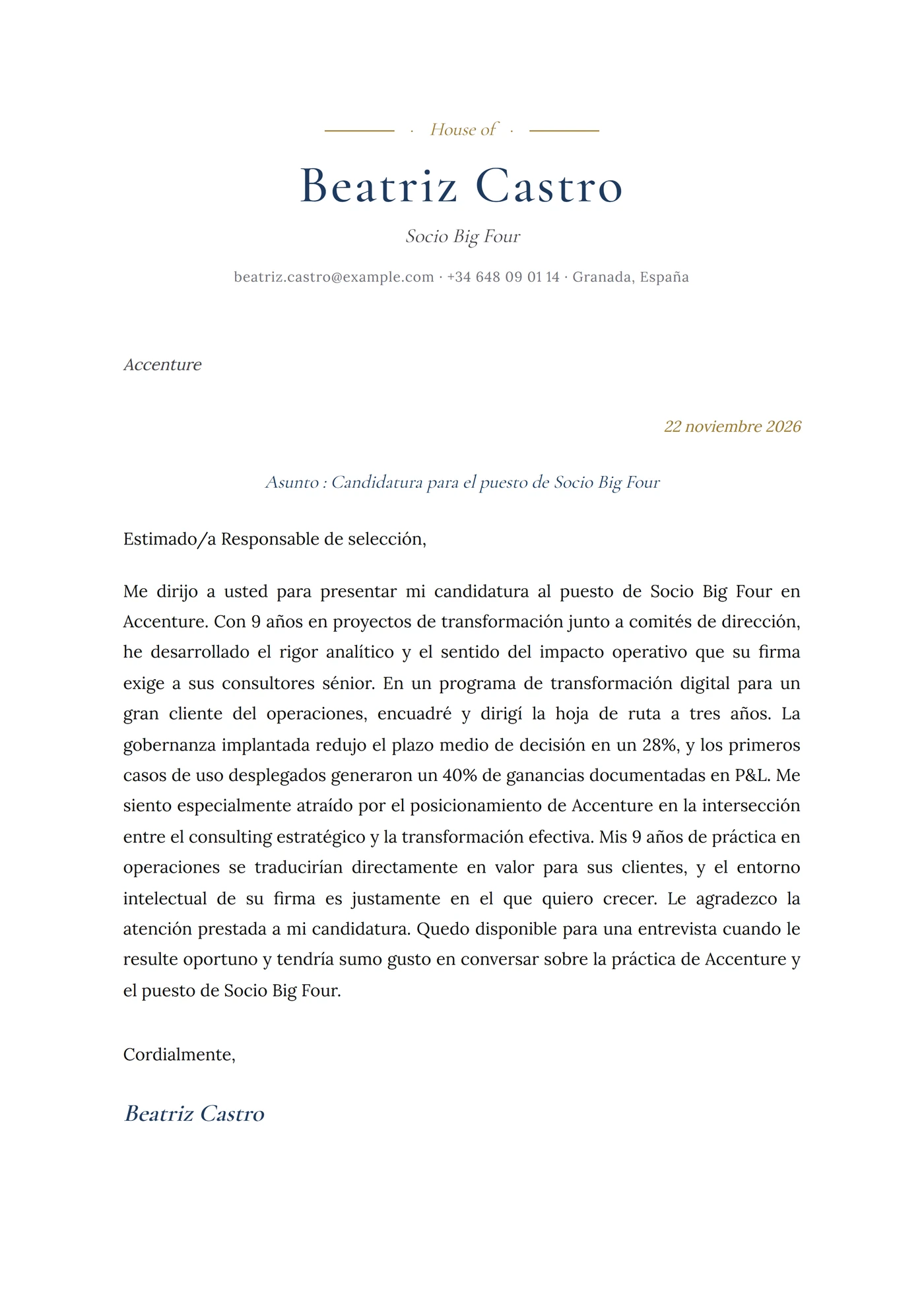 Casa ejecutiva — Plantillas de cartas de presentación