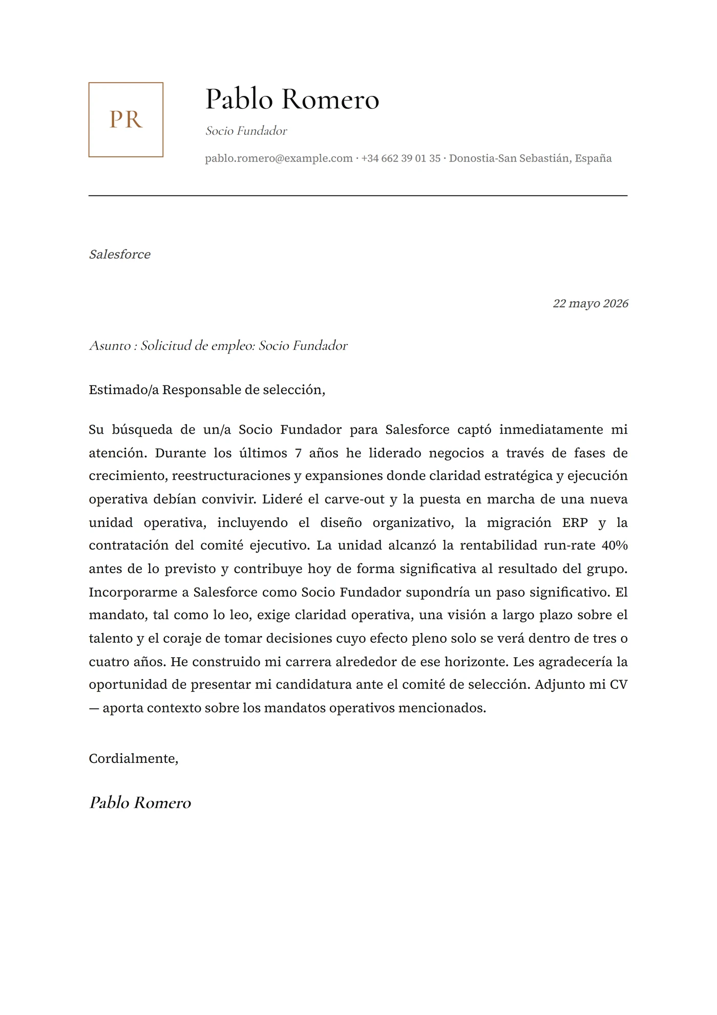 Monograma — Plantillas de cartas de presentación
