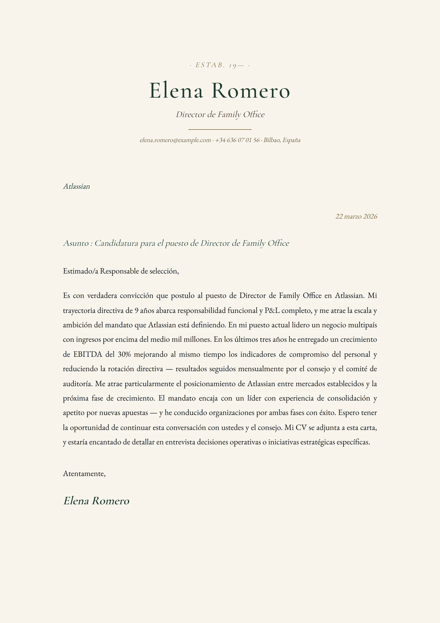 Vieja fortuna — Plantillas de cartas de presentación