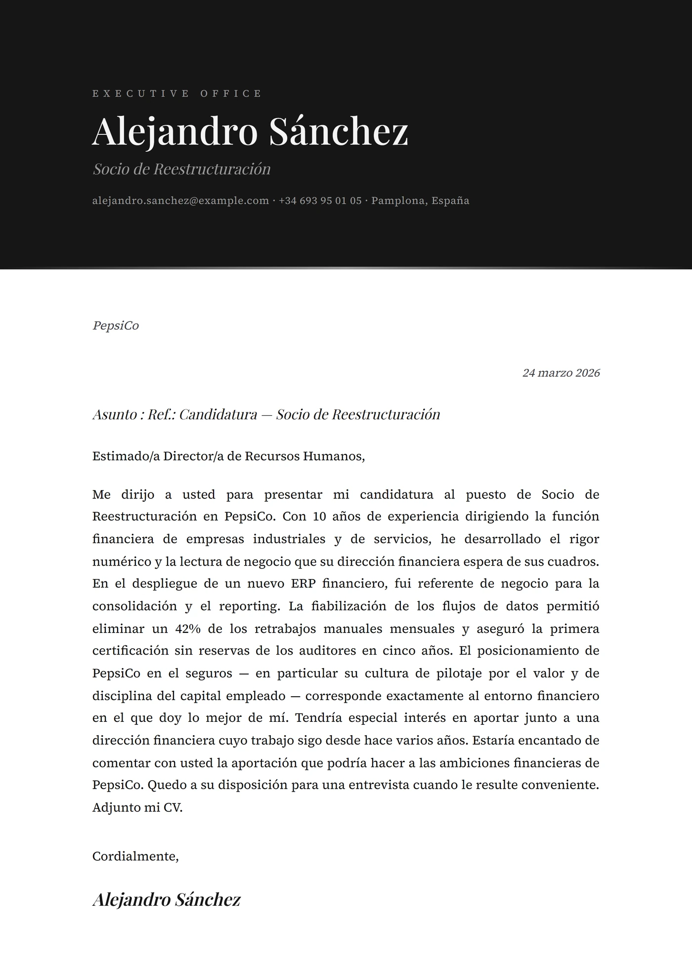 Ónix — Plantillas de cartas de presentación