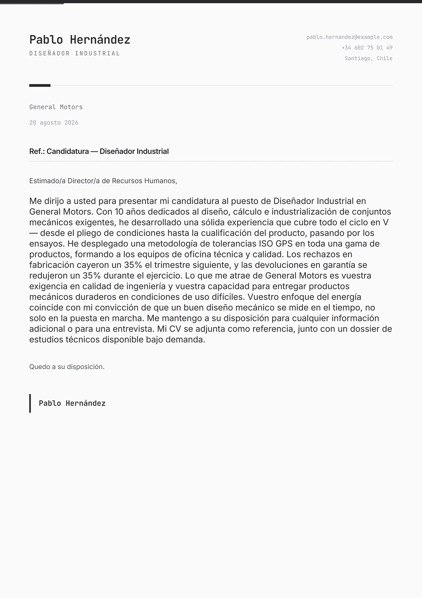 Grafito afilado — Plantillas de cartas de presentación