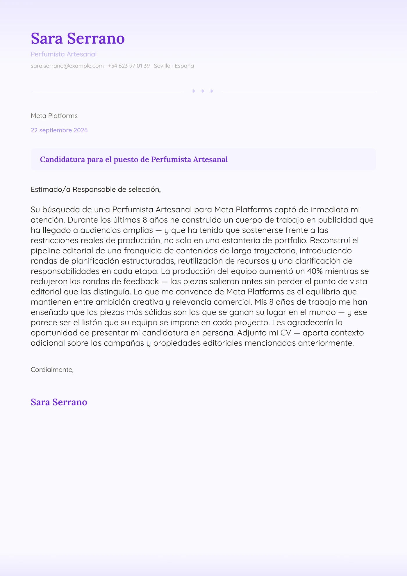 Campos de lavanda — Plantillas de cartas de presentación