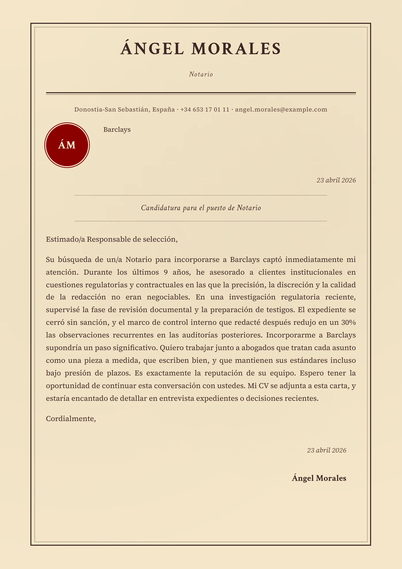 Pergamino legal — Plantillas de cartas de presentación