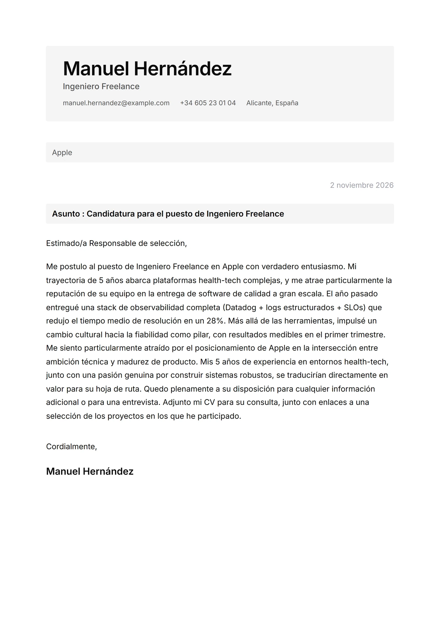Minimal caja gris — Plantillas de cartas de presentación