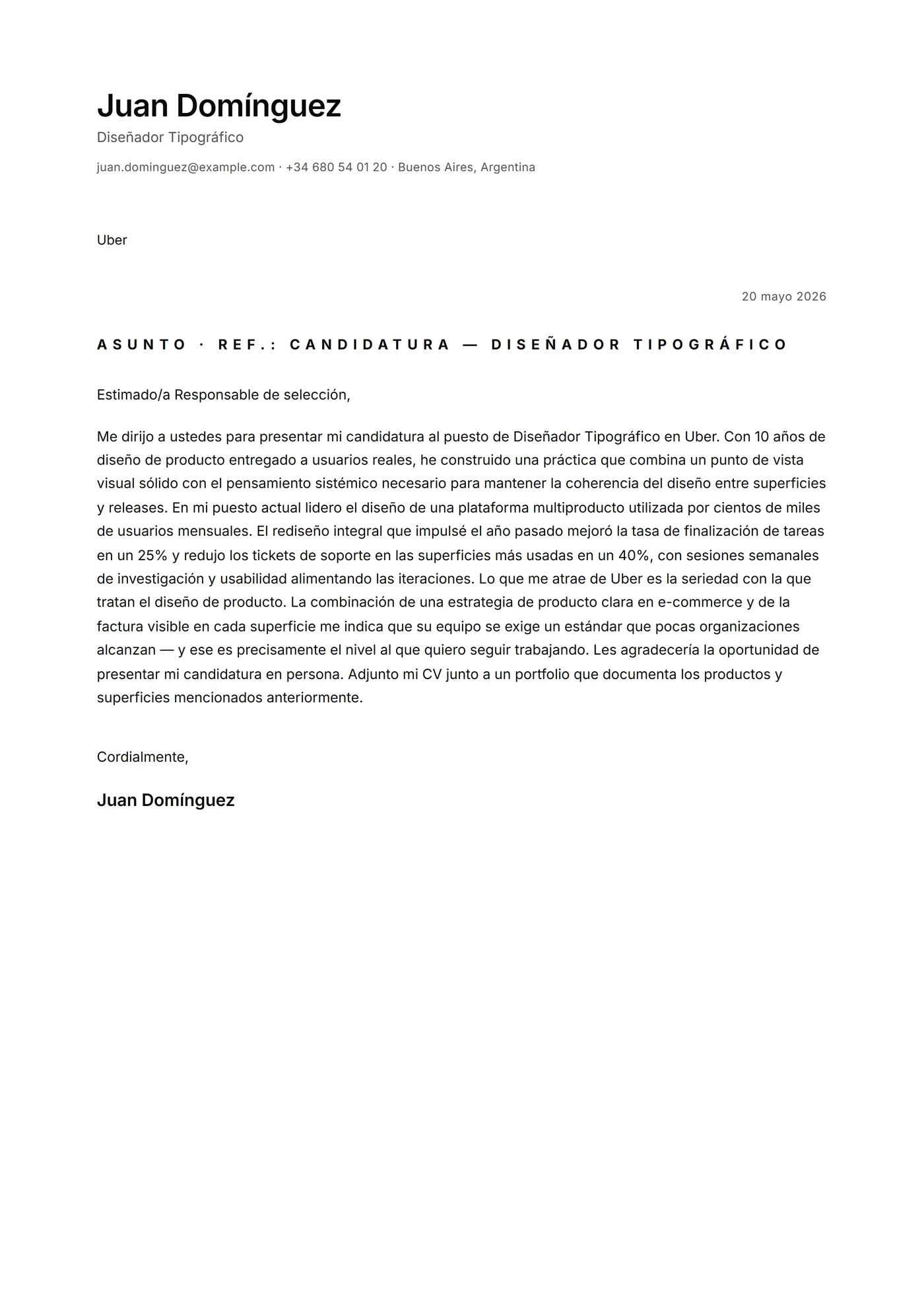 Minimal microtipografía — Plantillas de cartas de presentación