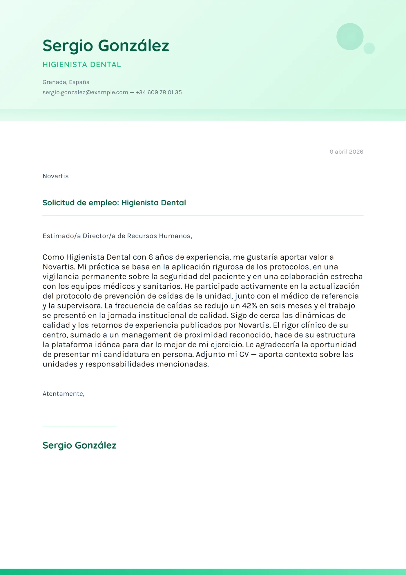 Menta fresca — Plantillas de cartas de presentación