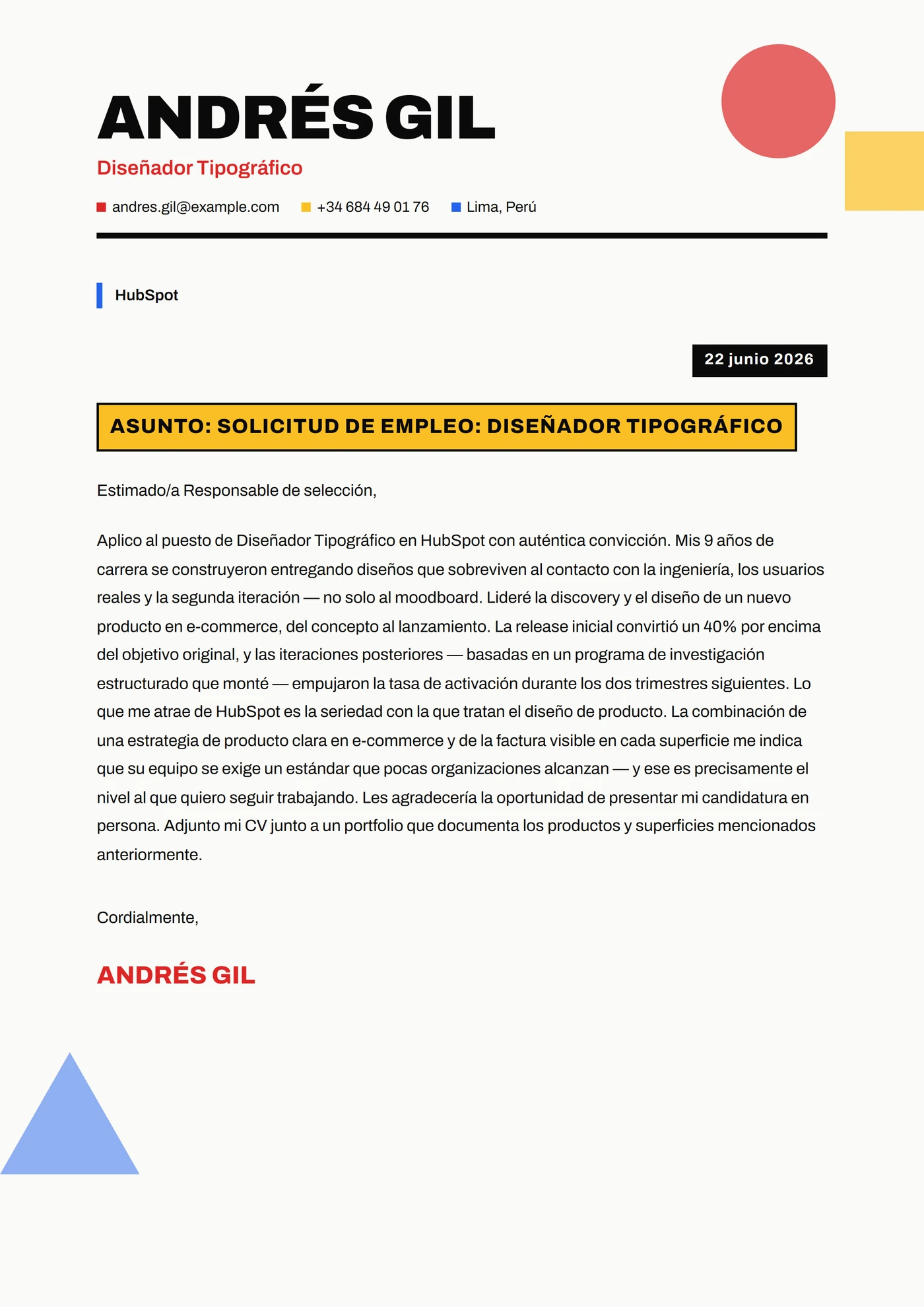 Bauhaus Moderno — Plantillas de cartas de presentación