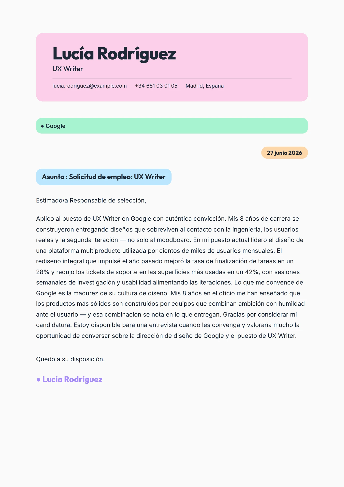 Bloques Pastel — Plantillas de cartas de presentación