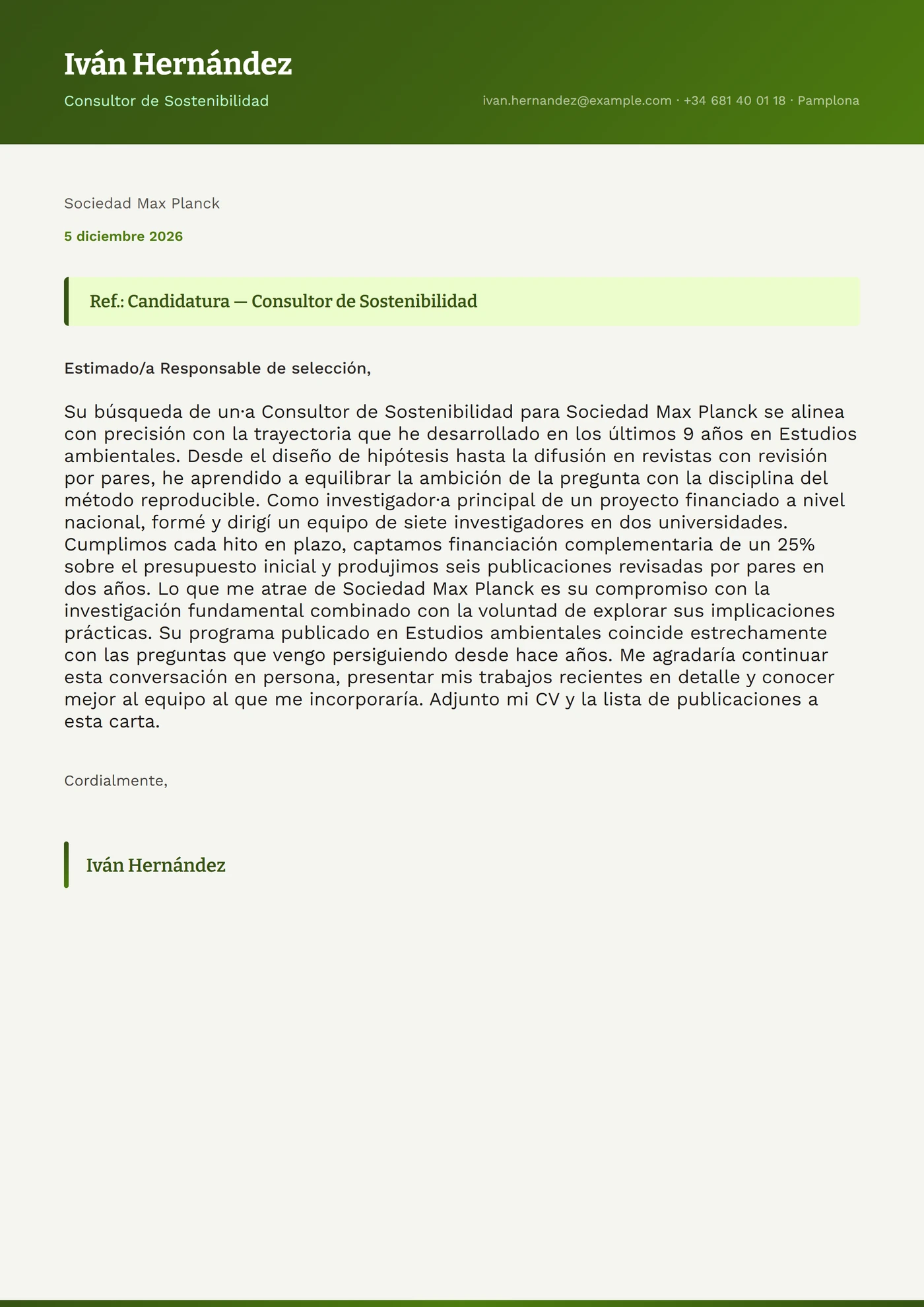 Piedra de Musgo — Plantillas de cartas de presentación