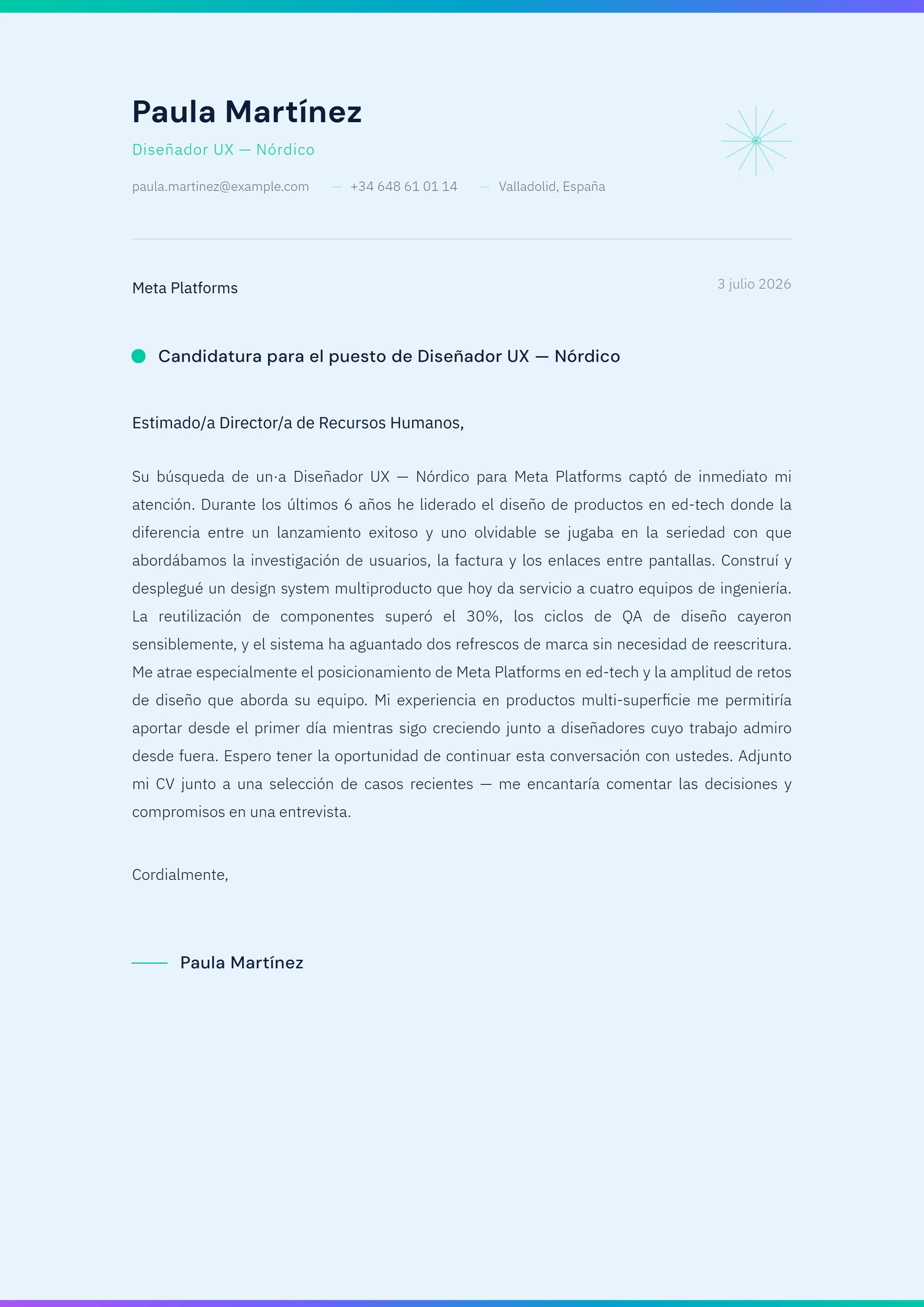 Escarcha nórdica — Plantillas de cartas de presentación