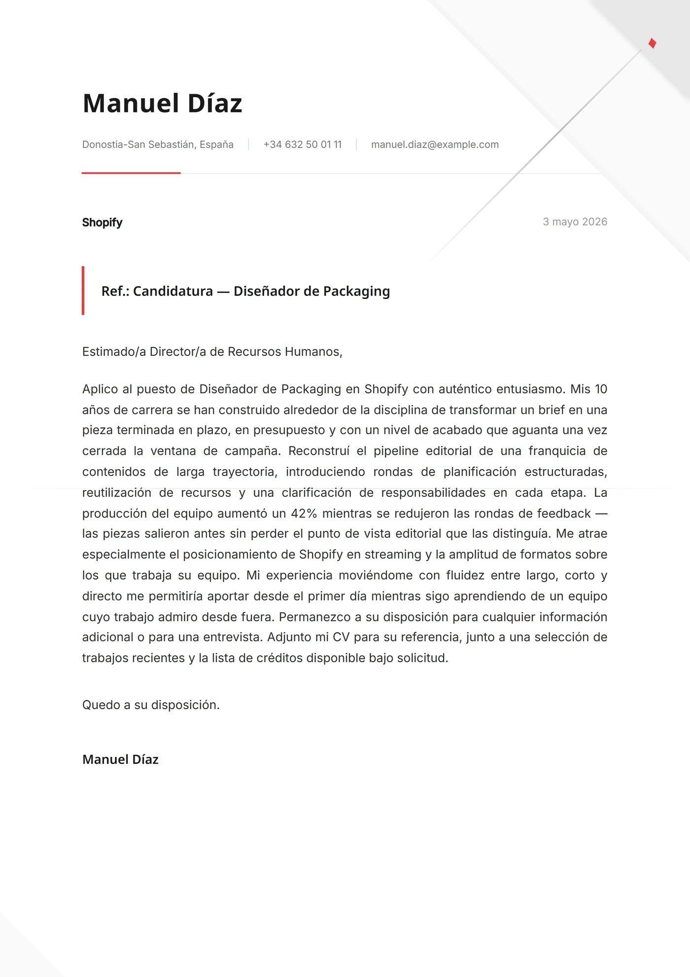 Pliegue origami — Plantillas de cartas de presentación