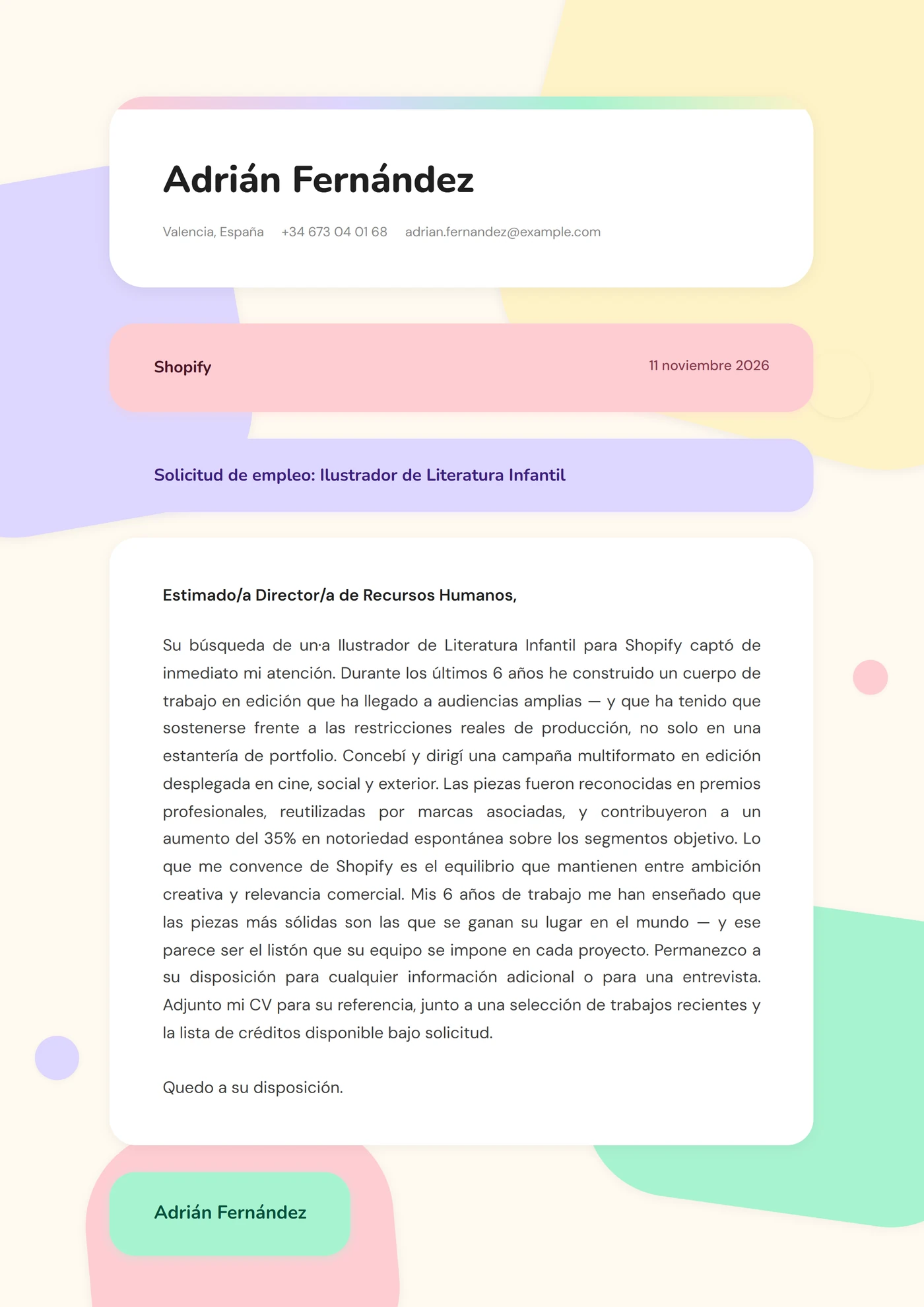 Recorte en capas — Plantillas de cartas de presentación